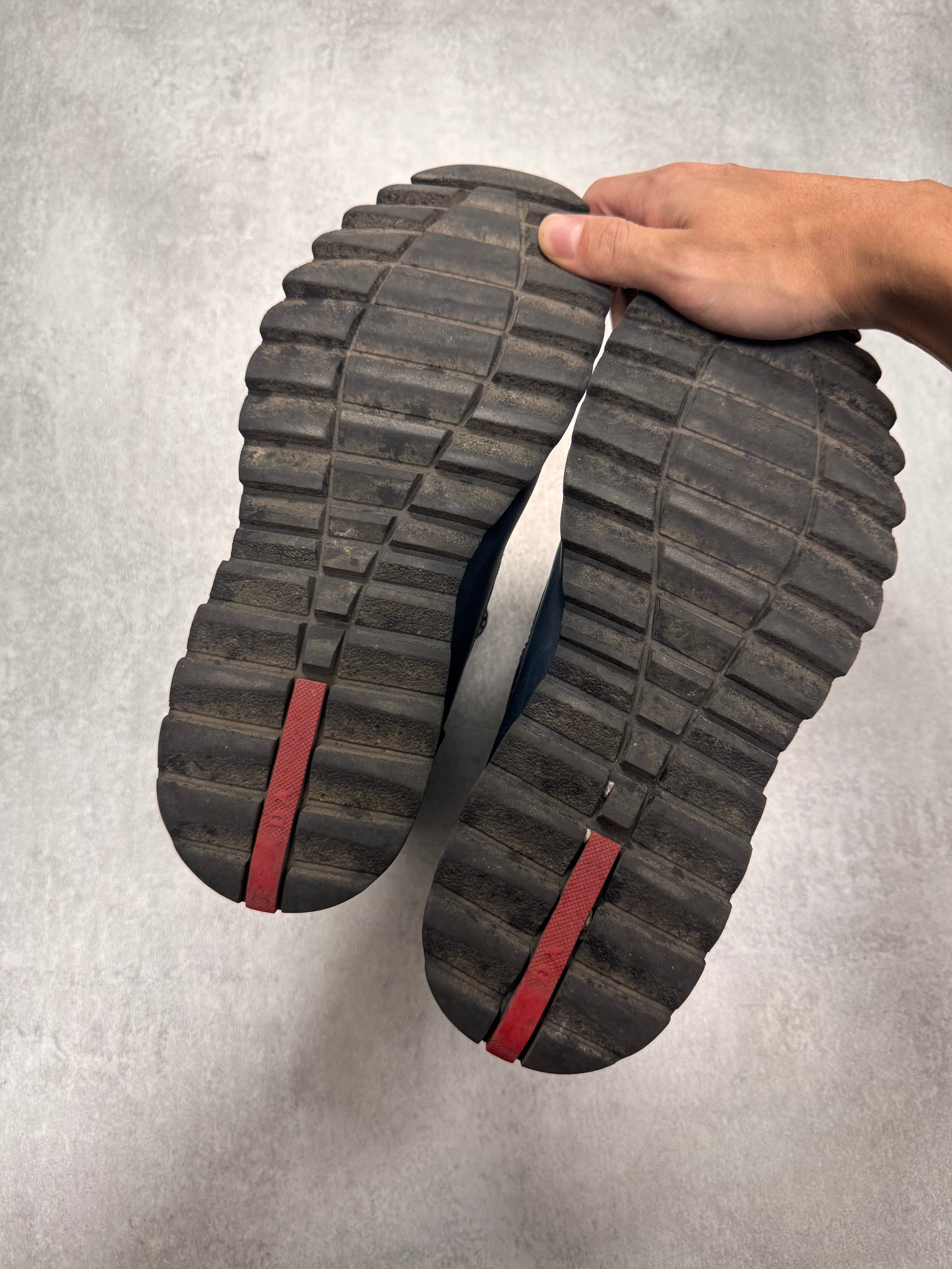 2000s Prada Hiking Navy Leather Boots