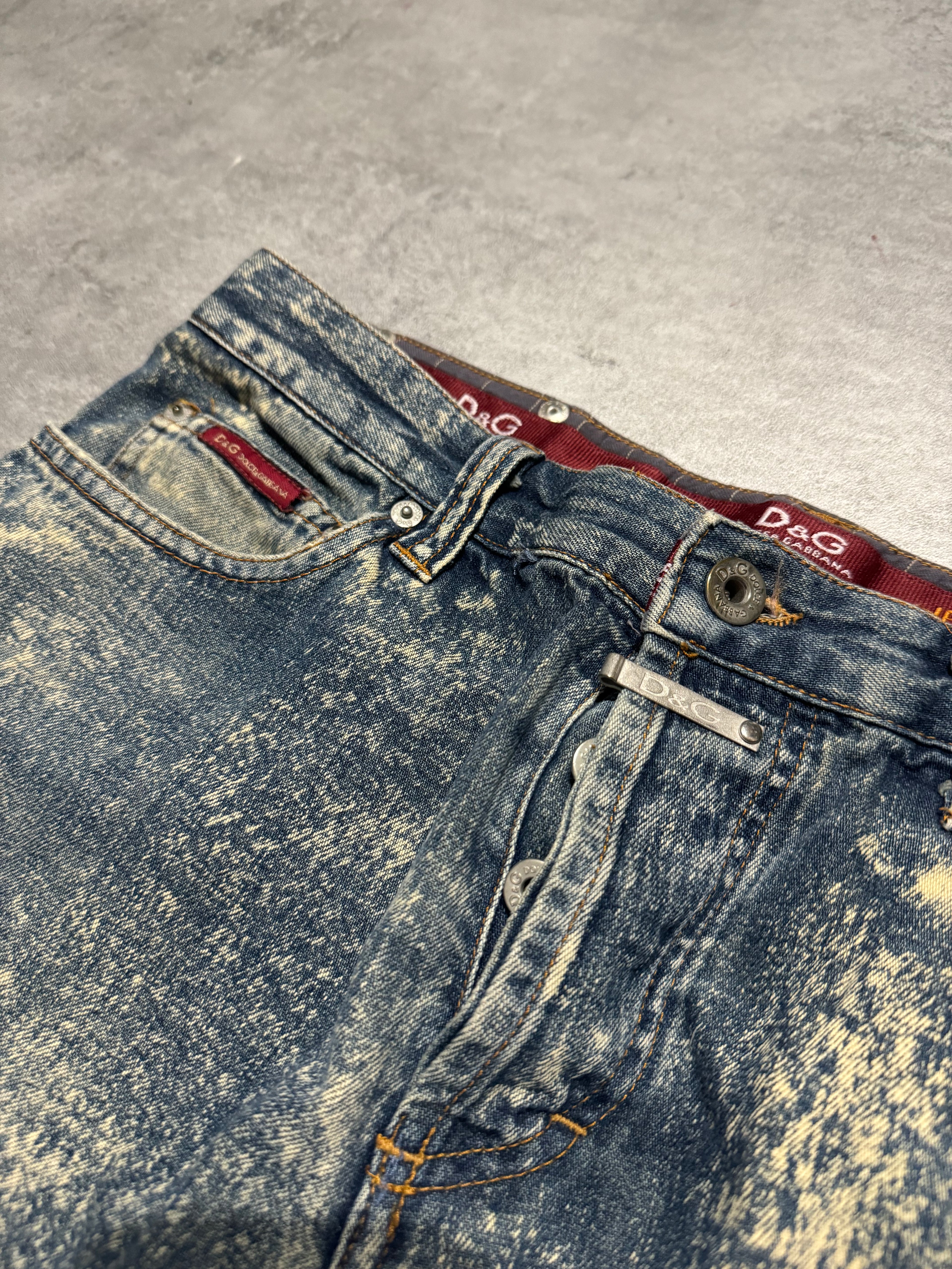 AW2003 Dolce & Gabbana Eroded Washed Denim Jeans  (S) - 7