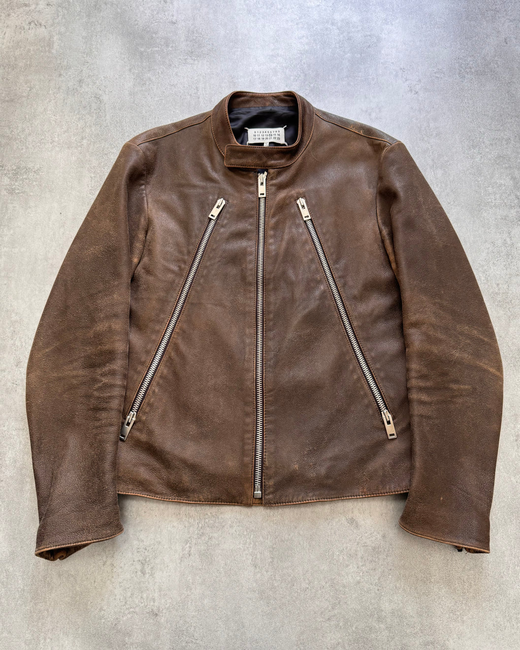 SS2017 Maison Margiela 5-Zip Biker Faded Leather Jacket