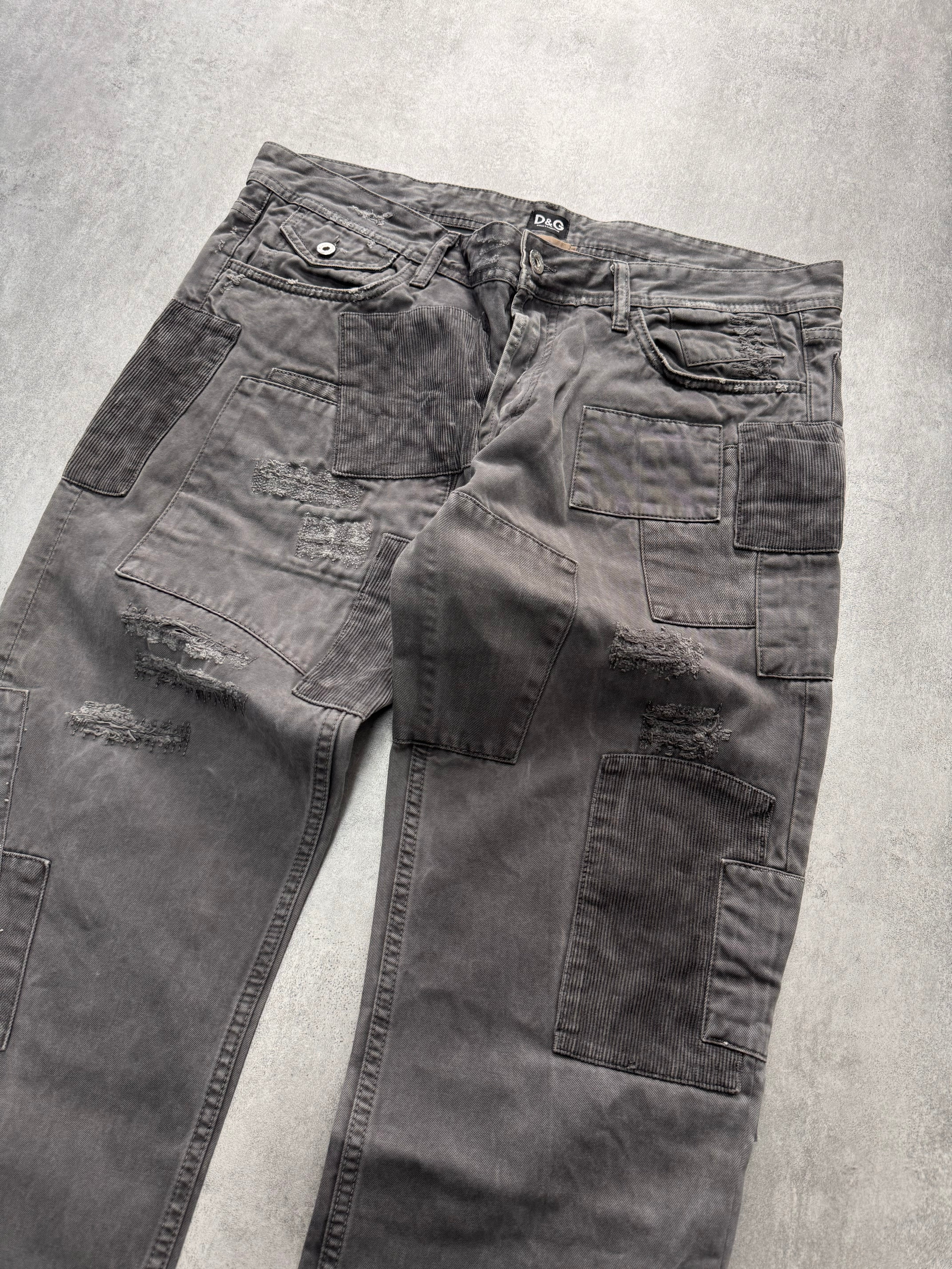 AW2011 Dolce & Gabbana Grey Patchwork Pants