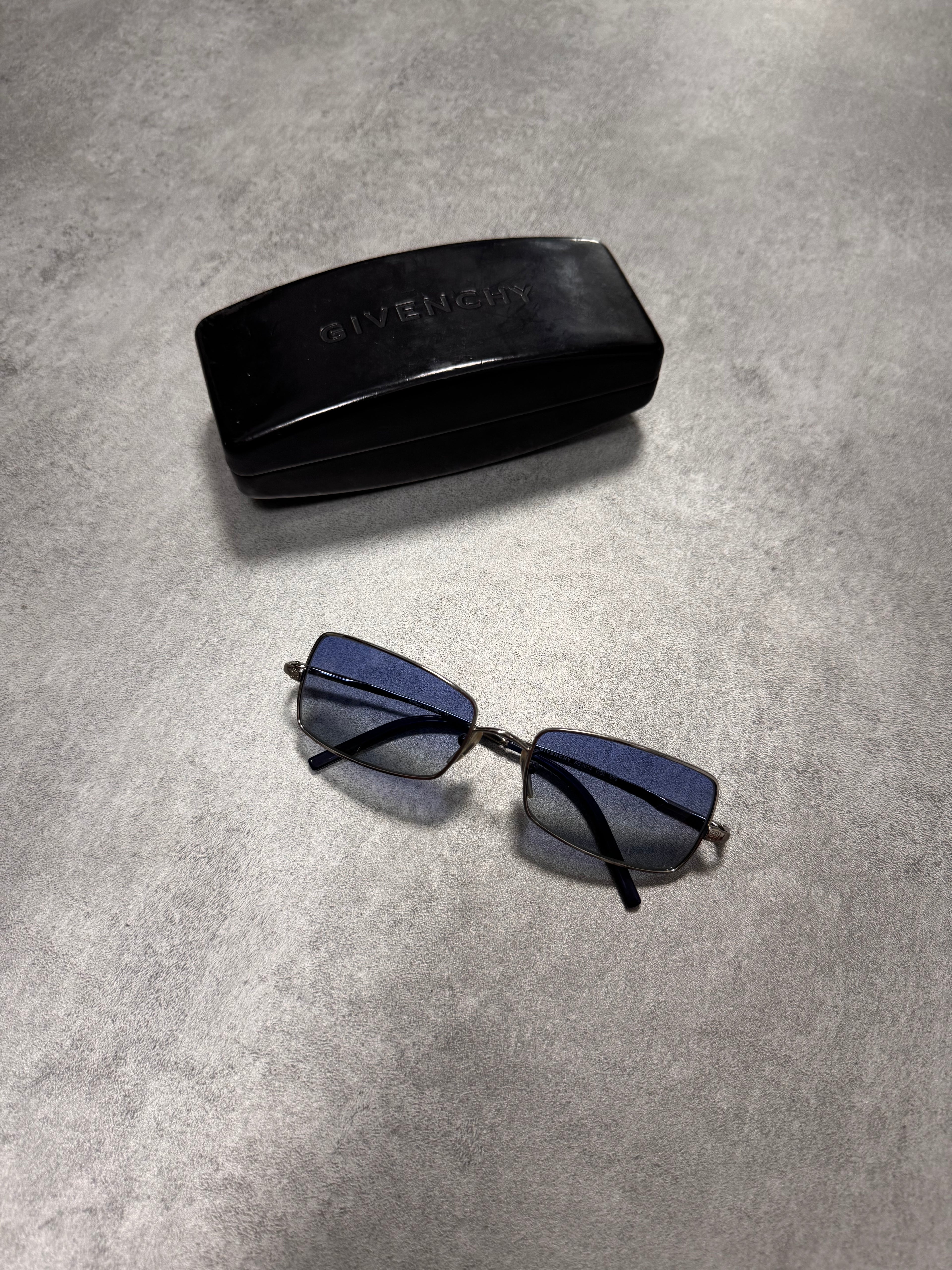 2000s Givenchy Soft Blue Rectangle Sunglasses