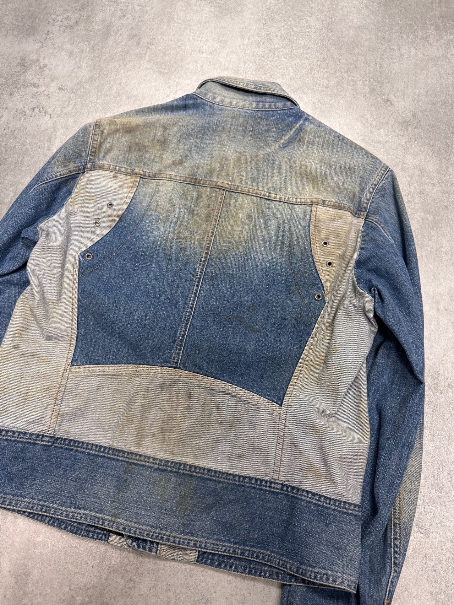 SS2005 Cavalli Dirty Effect Carpenter Denim Jacket (M)