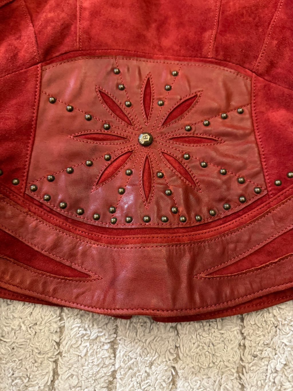 SS2009 Cavalli Geometrical Studded Leather Jacket (XS)