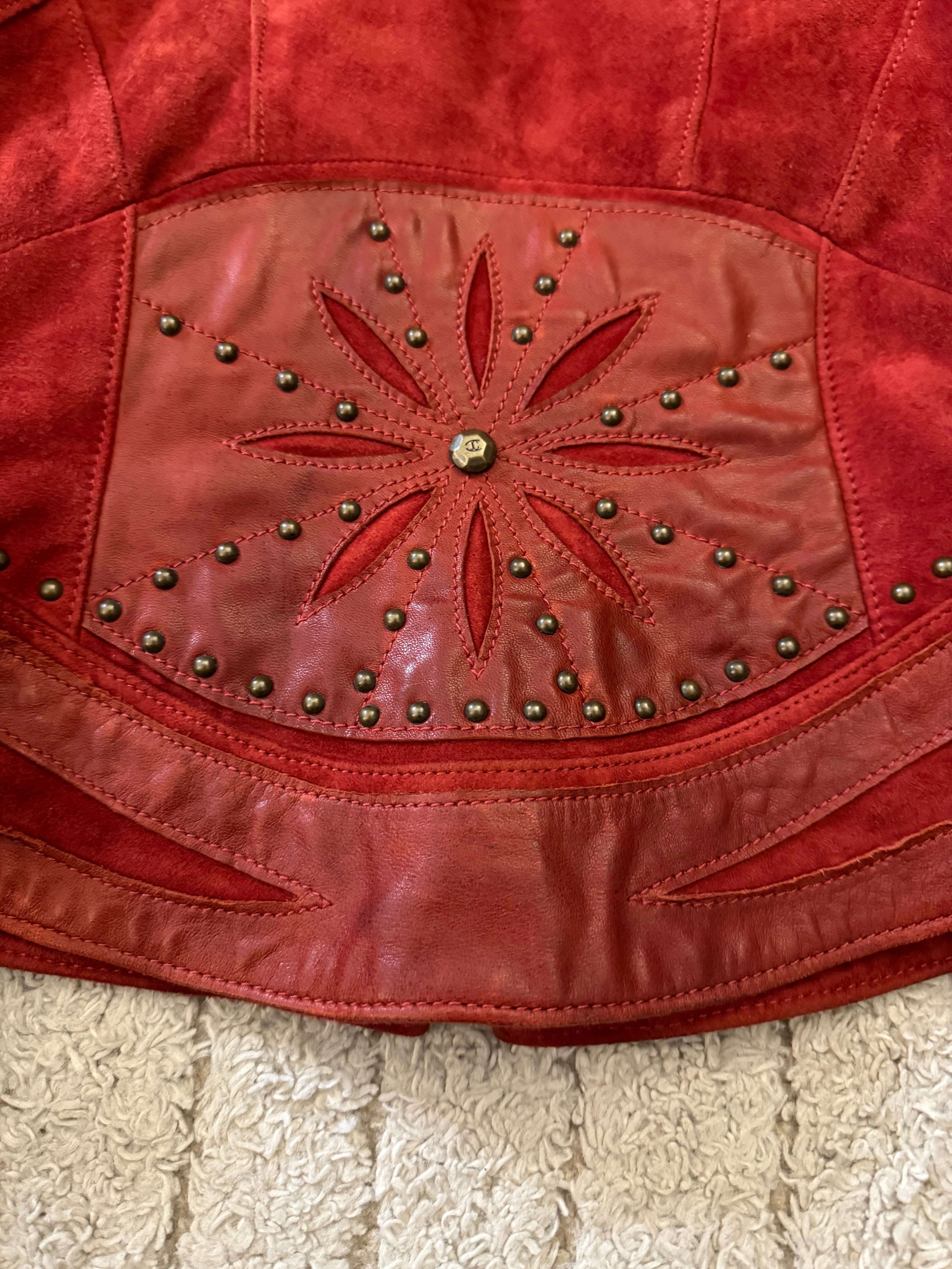 SS2009 Cavalli Geometrical Studded Leather Jacket (XS)