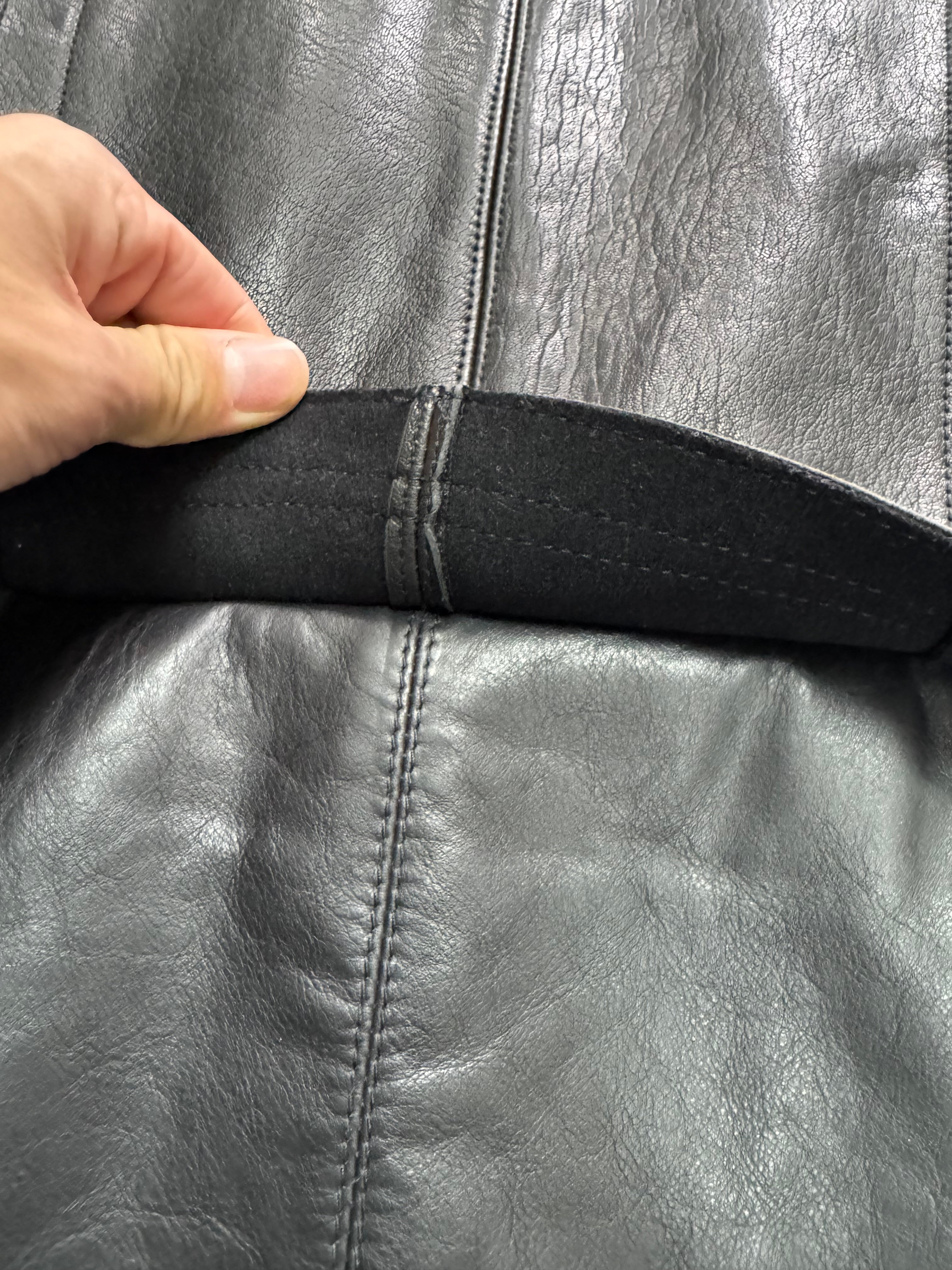 FW2012 Emporio Armani Full Zip Black Leather Long Jacket