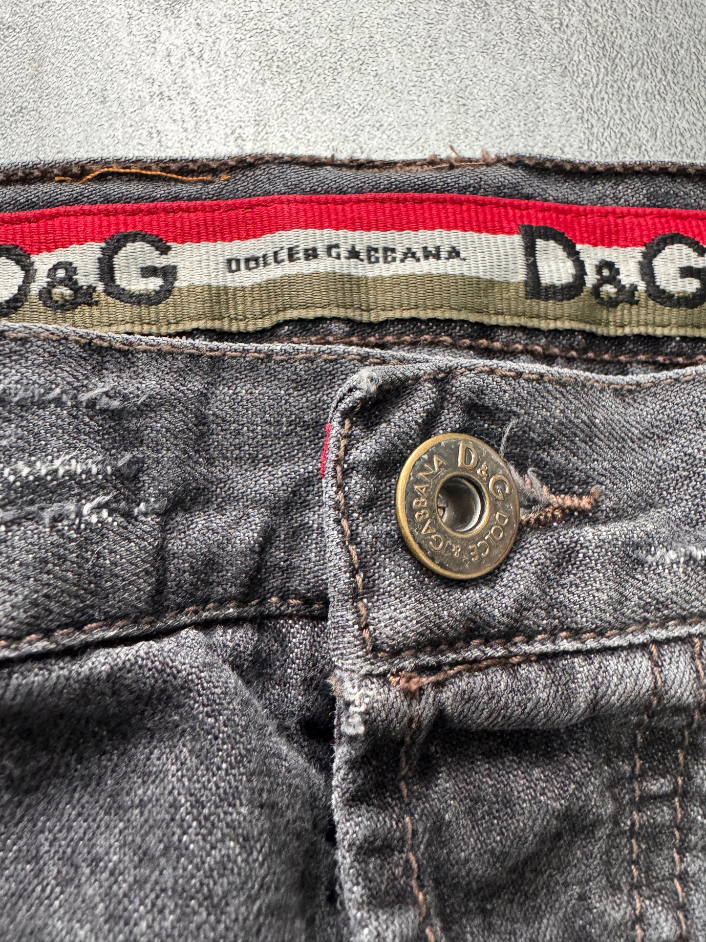 AW2004 Dolce & Gabbana Military Harness Cargo Grey Denim Jeans (M)