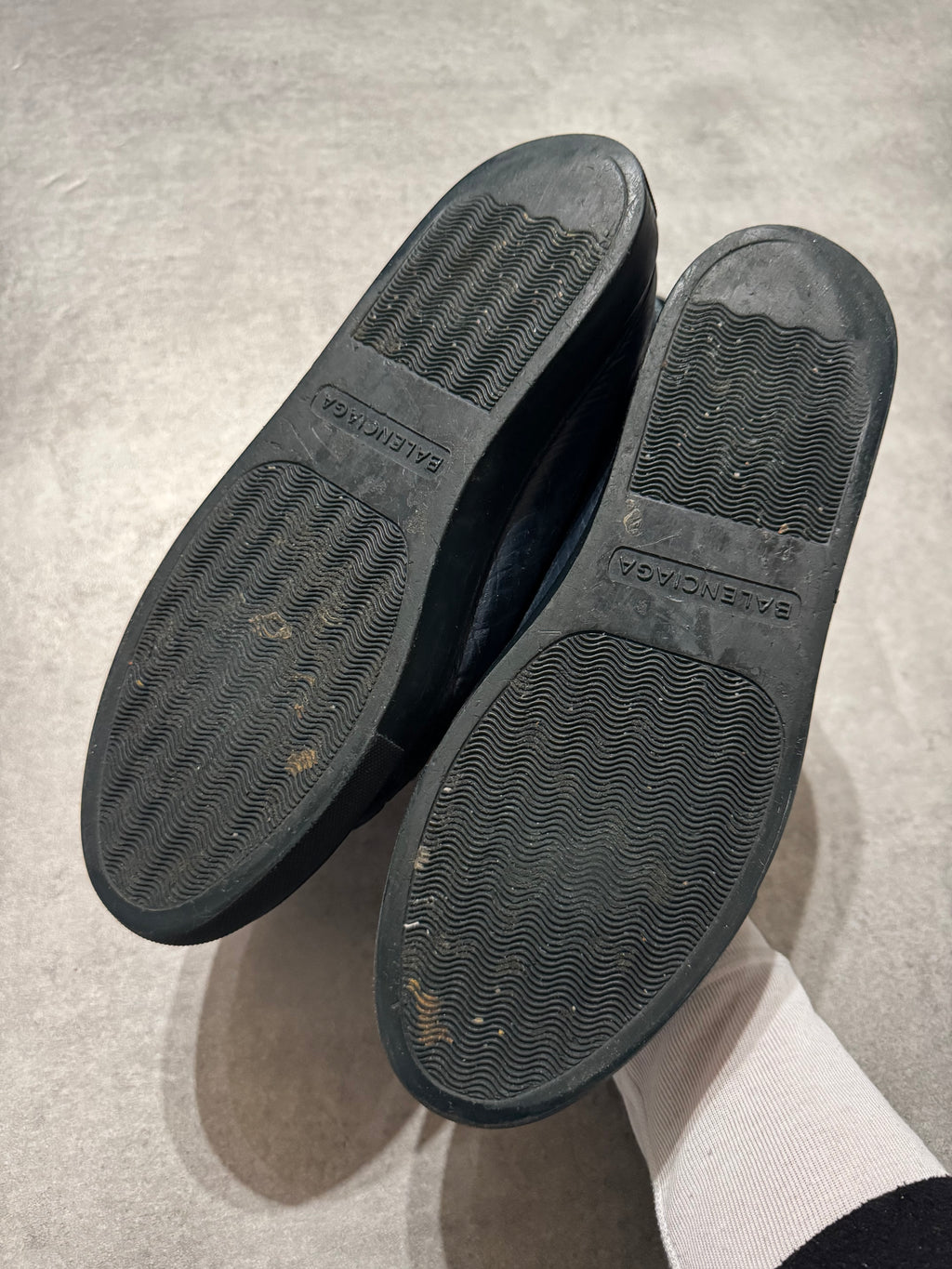 Balenciaga Arena High Navy Cracked Leather Sneakers