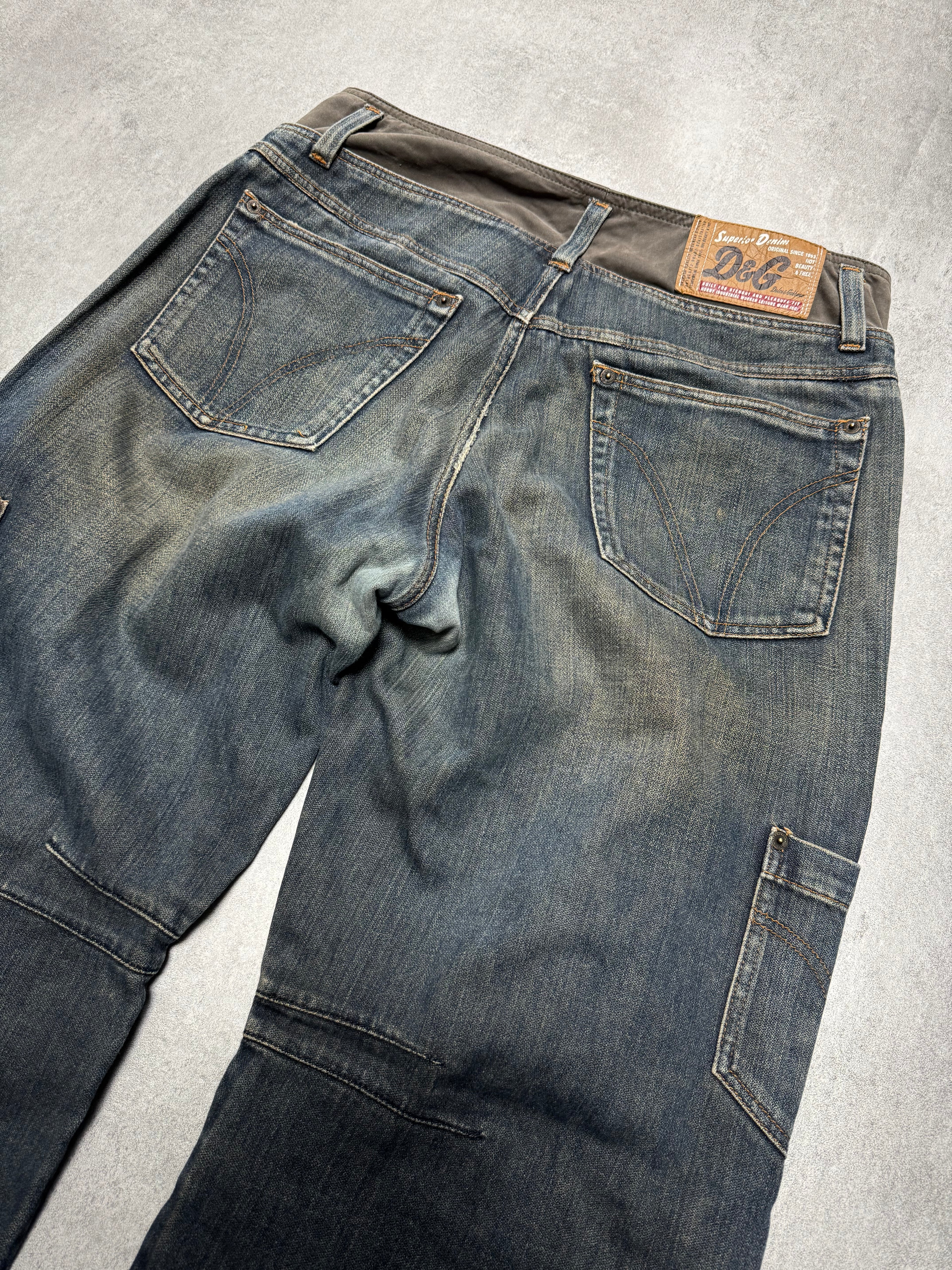 AW2003 Dolce & Gabbana Waisted Masterpiece Faded Denim Cargo