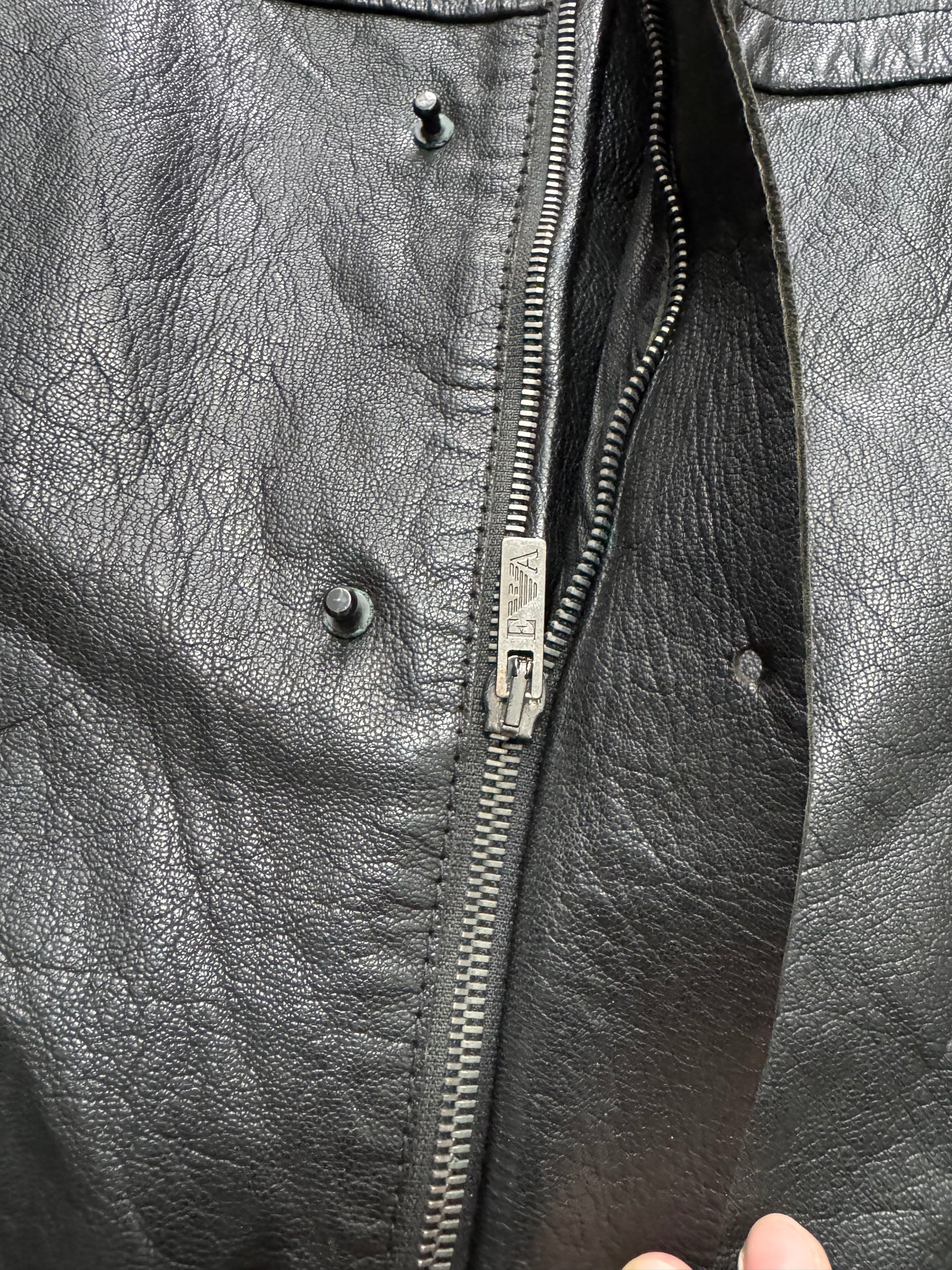 AW2007 Emporio Armani Textured Black Leather Jacket (S/M)