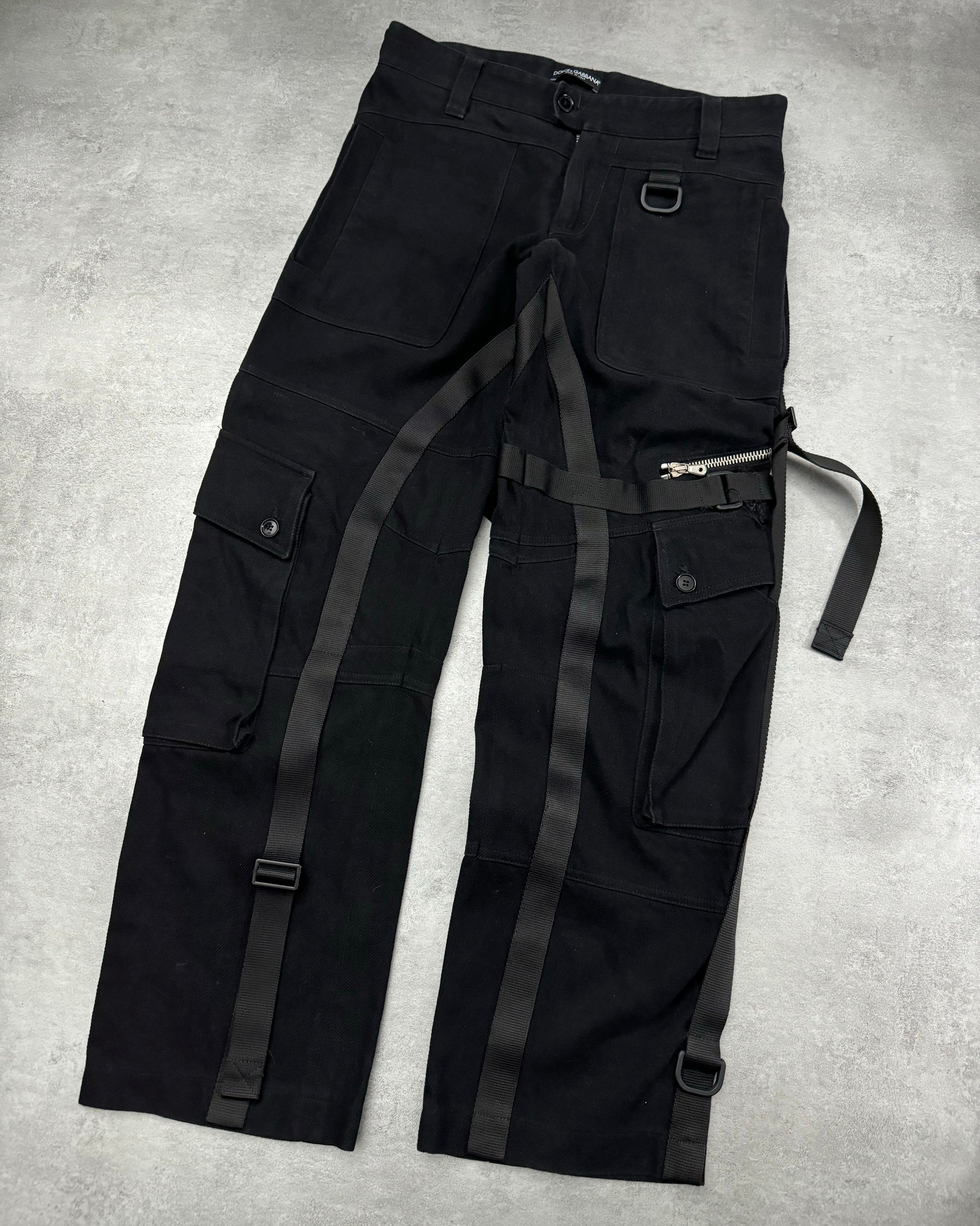 AW2003 Dolce & Gabbana Black Cargo Bondage Military Pants (M) - 9