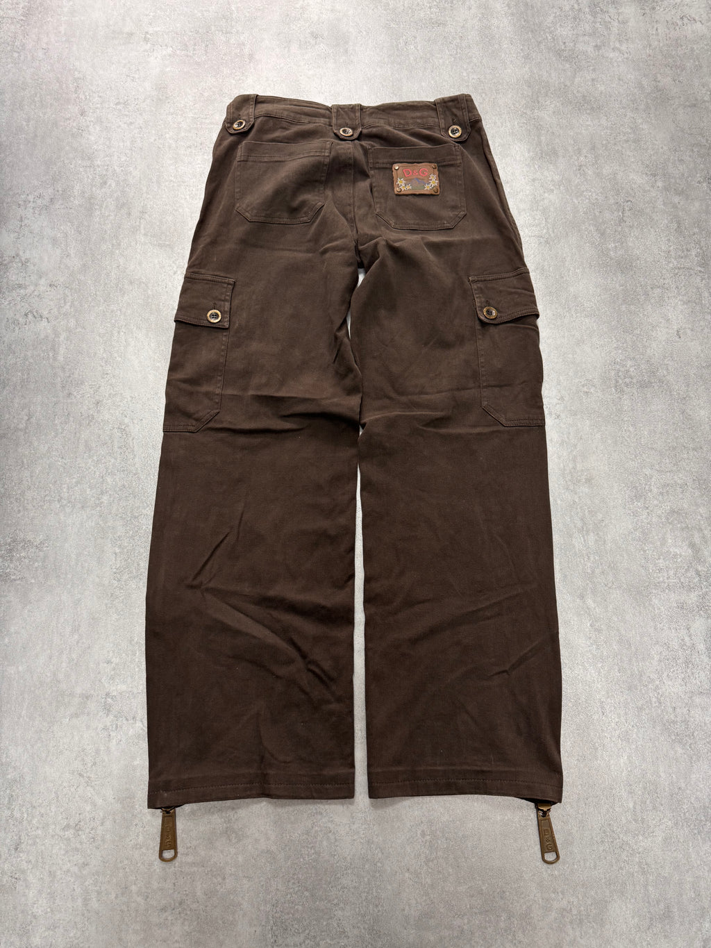 2000s Dolce & Gabbana Cargo Long Zips Brown Pants