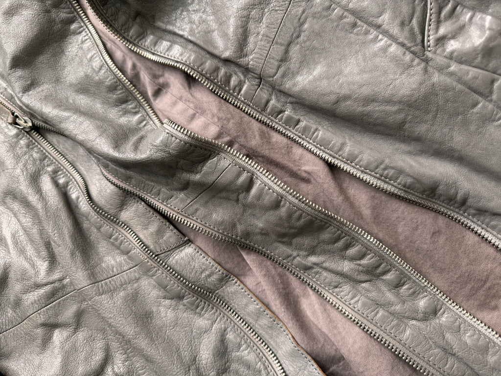 SS2012 Emporio Armani Asymmetrical Brut Leather Jacket