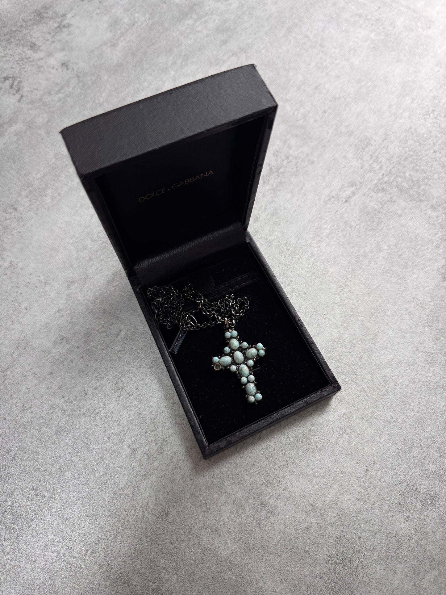 Dolce & Gabbana Water Green Onyx Cross Black Necklace (OS)