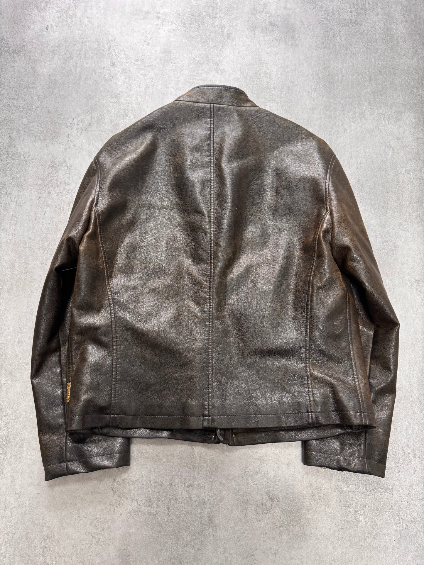 2000s Armani Biker Relief Leather Jacket (L)