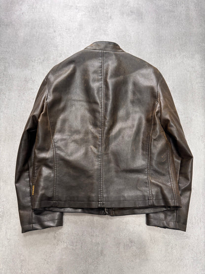 2000s Armani Biker Relief Leather Jacket (L)