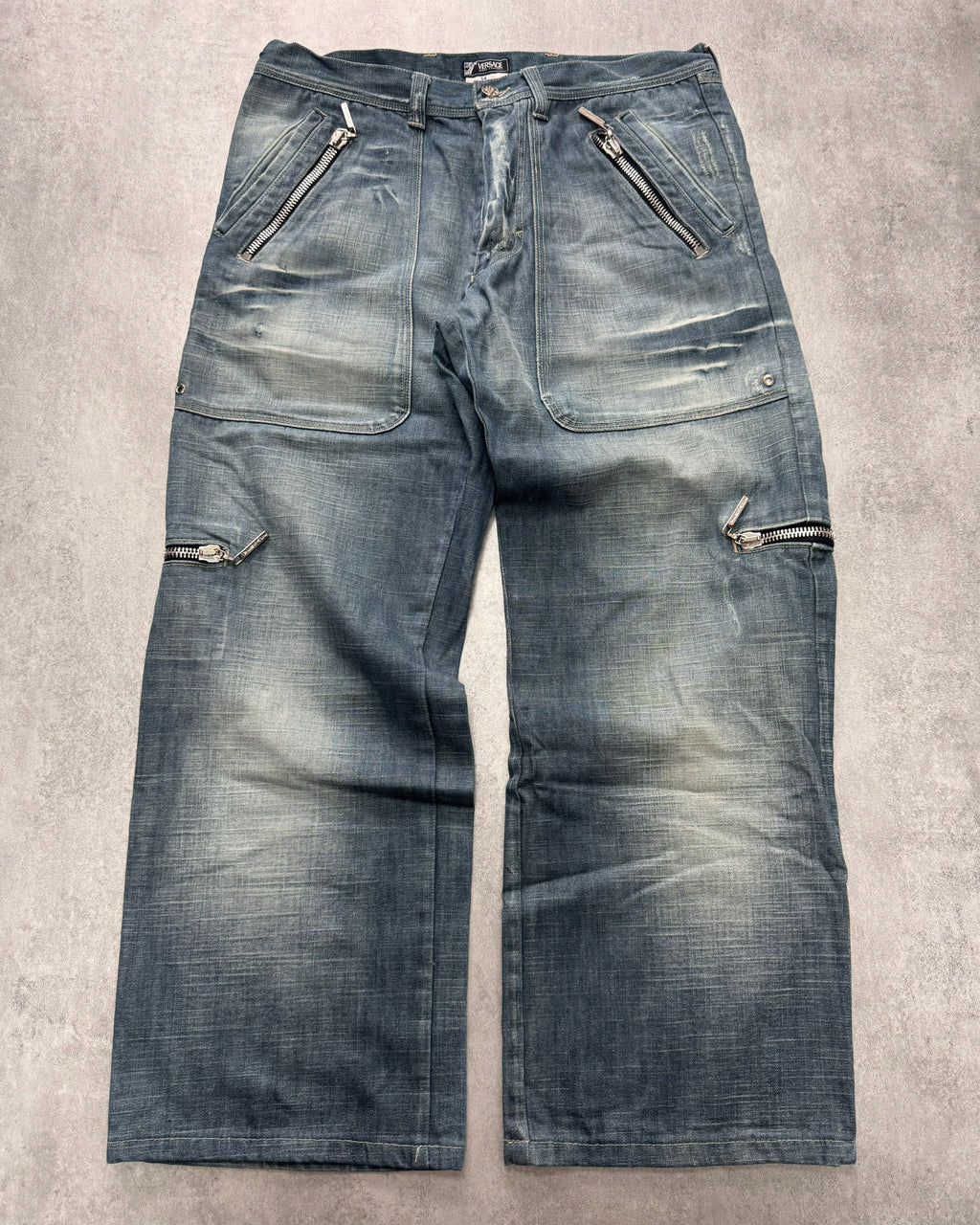 AW2005 Versace Cargo Sun Faded Denim Jeans