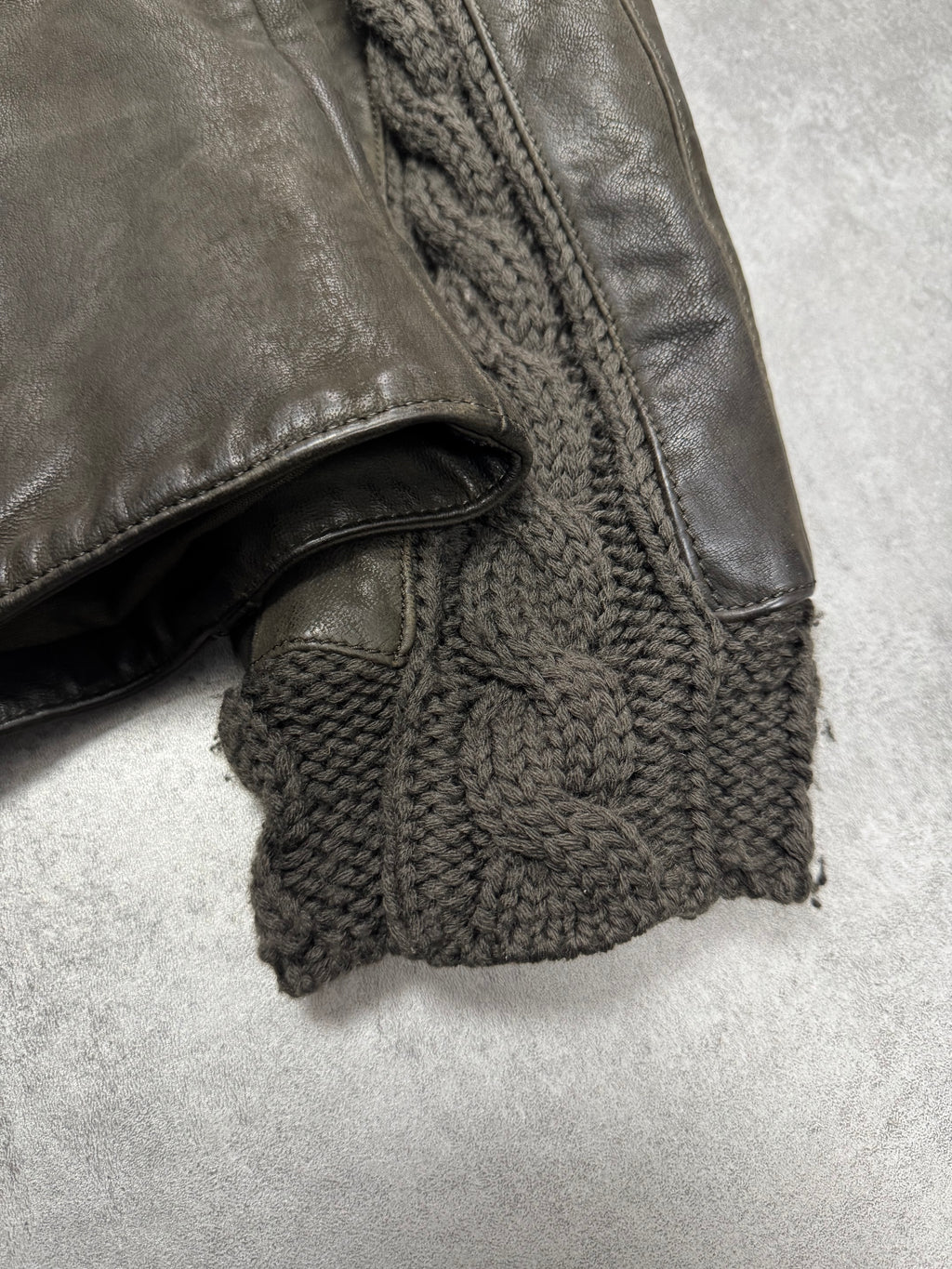 AW2009 Emporio Armani Brown Leather Wool Embelishments Jacket
