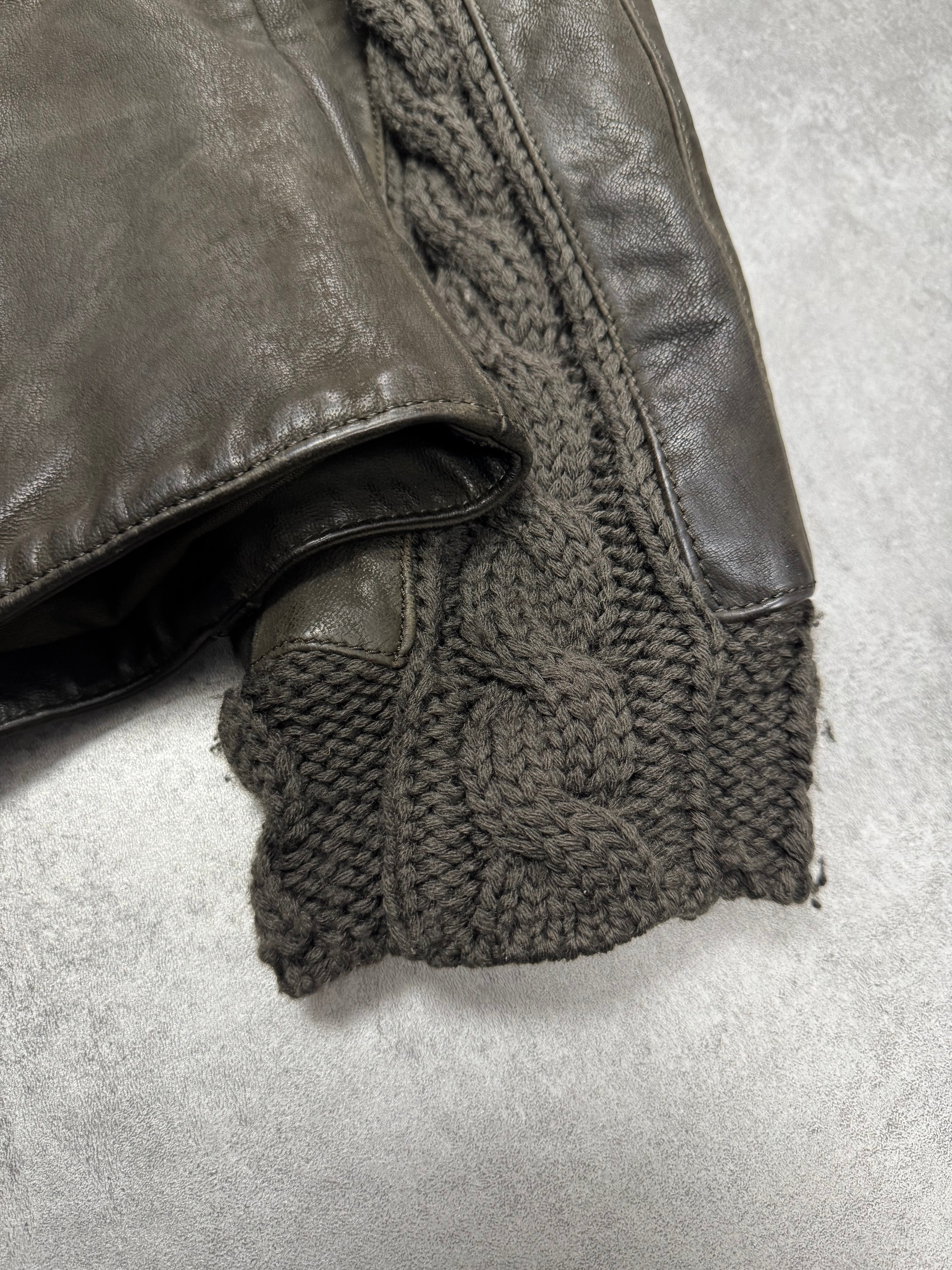 AW2009 Emporio Armani Brown Leather Wool Embelishments Jacket