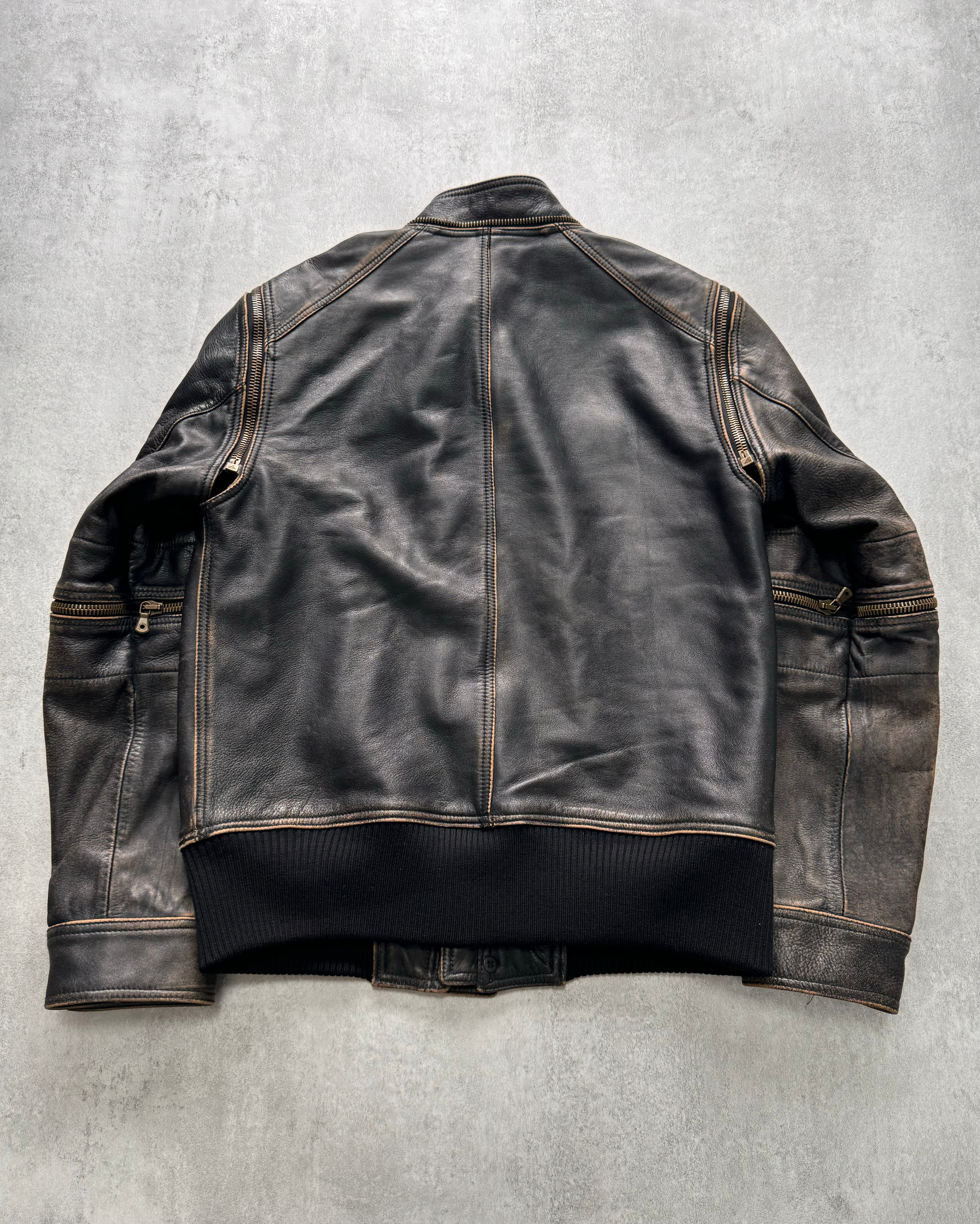 AW2003 Dolce & Gabbana Utility Detachable Zip Horse Leather Jacket