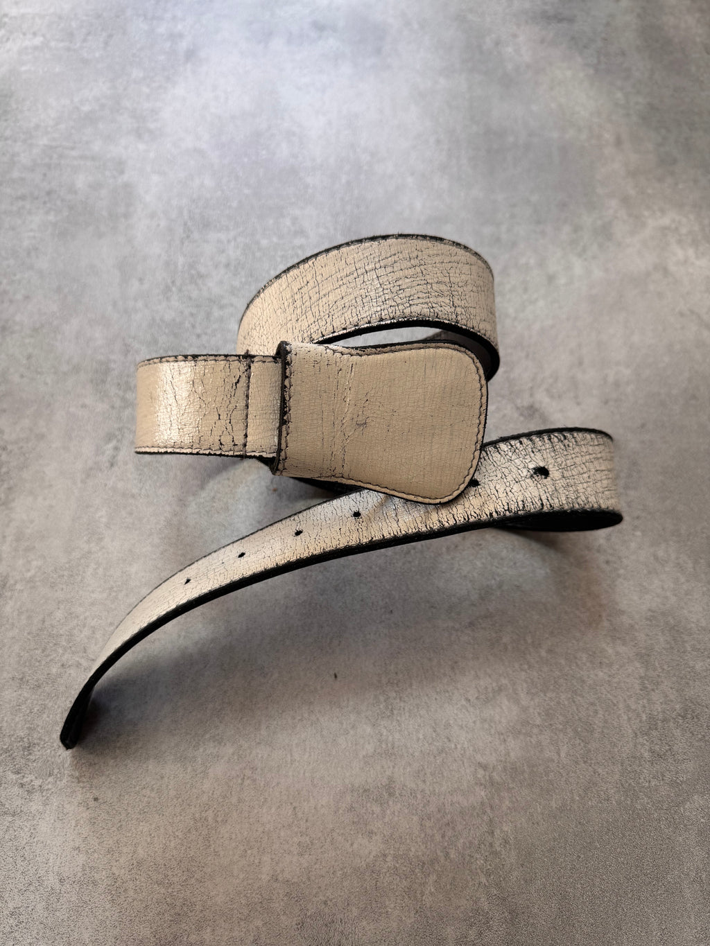 AW2012 Maison Margiela H&M Hand Painted White Cracked Re-edition Belt