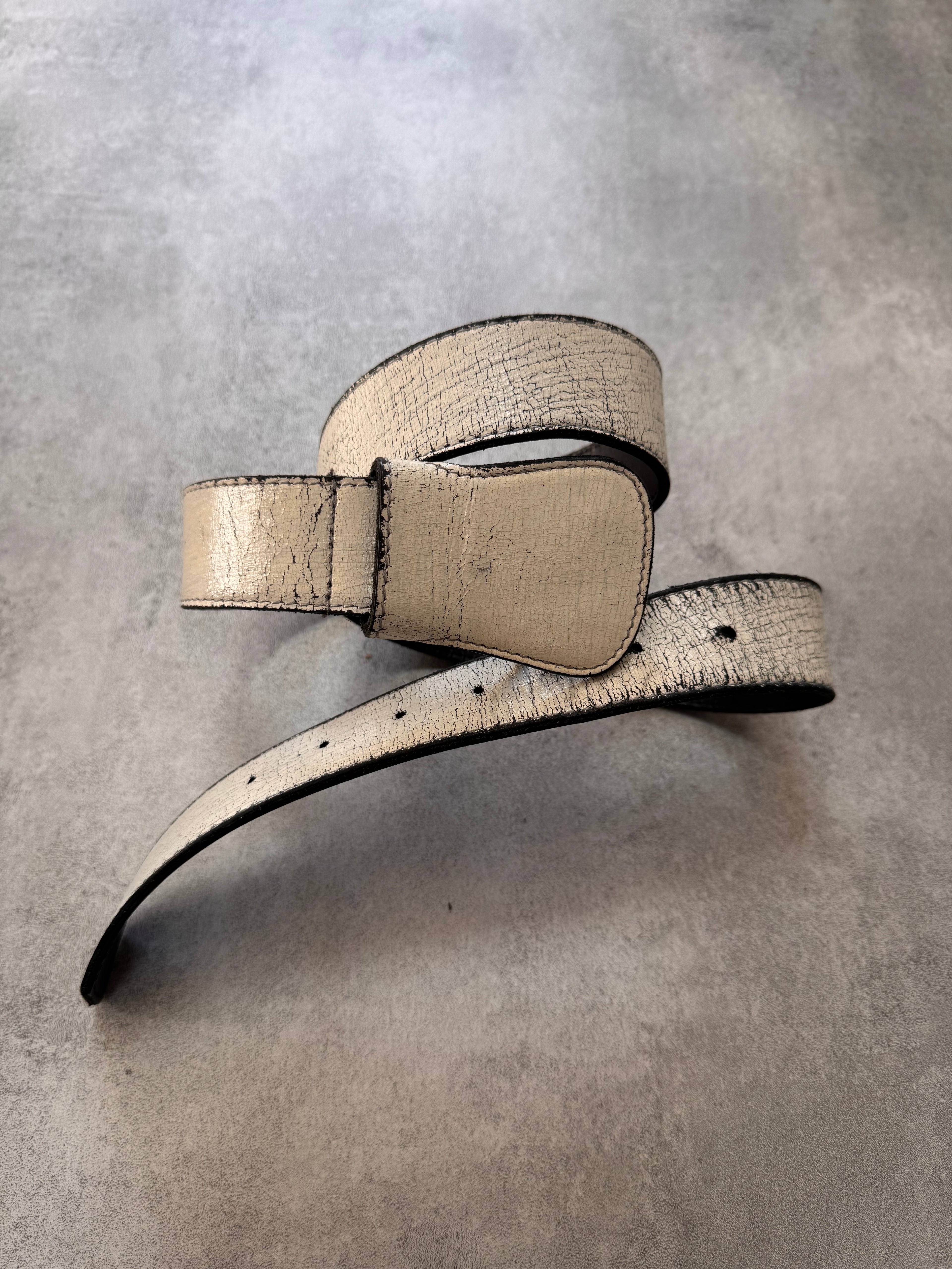 AW2012 Maison Margiela H&M Hand Painted White Cracked Re-edition Belt