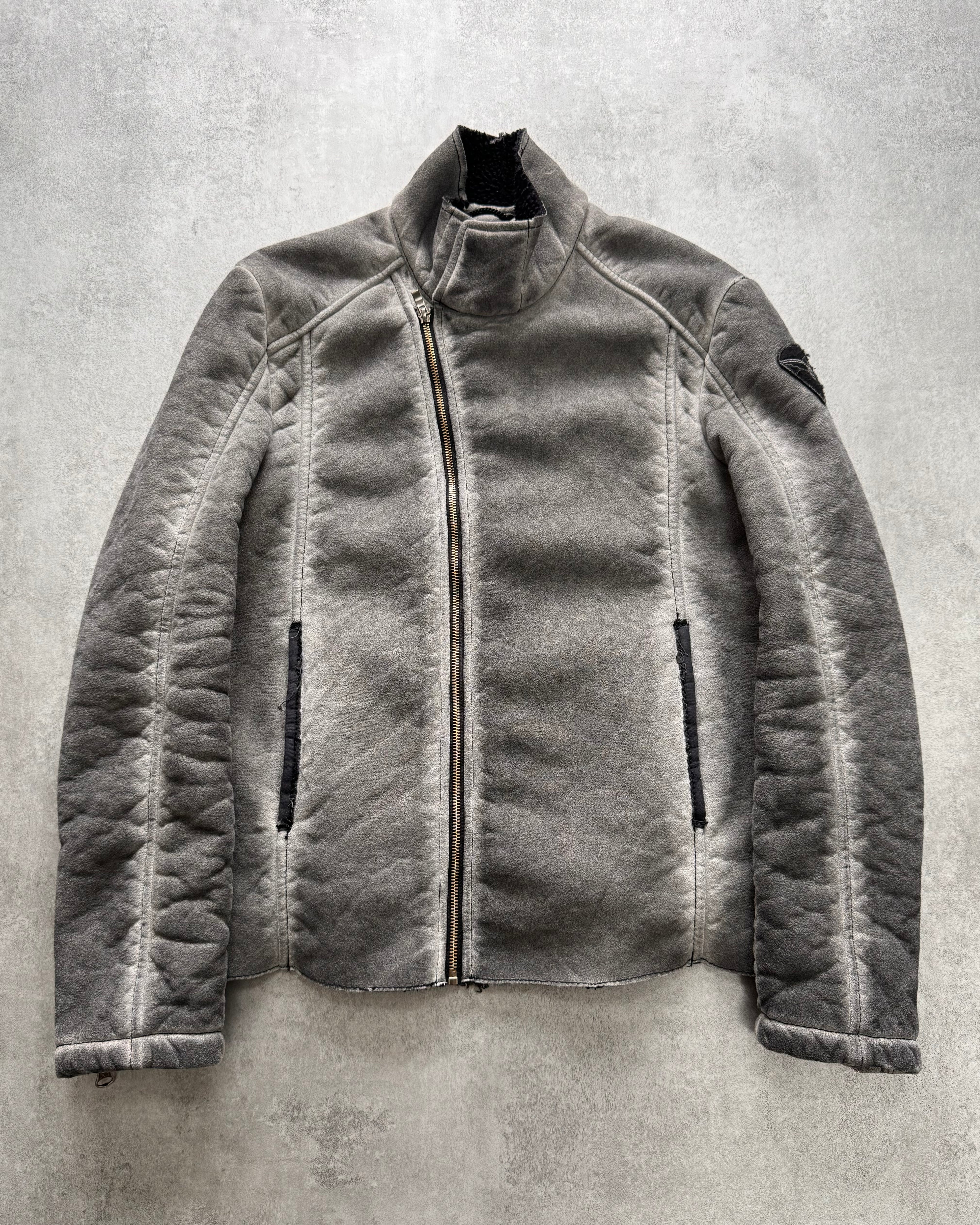 2000s Armani Acid Grey Asymmetrical zip Jacket