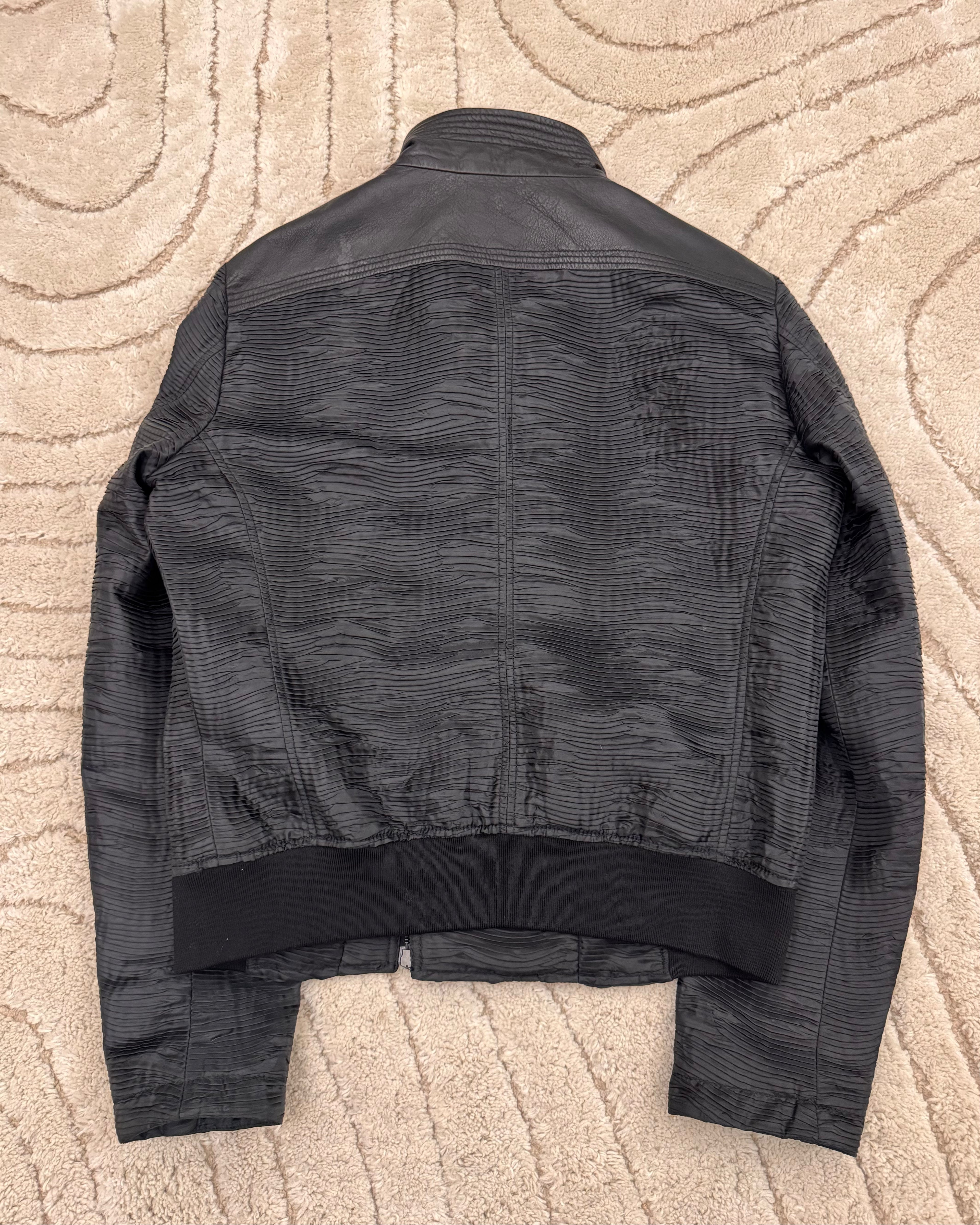 SS2011 Emporio Armani Plissé Hybrid 2-Zip Leather Jacket (M/L)