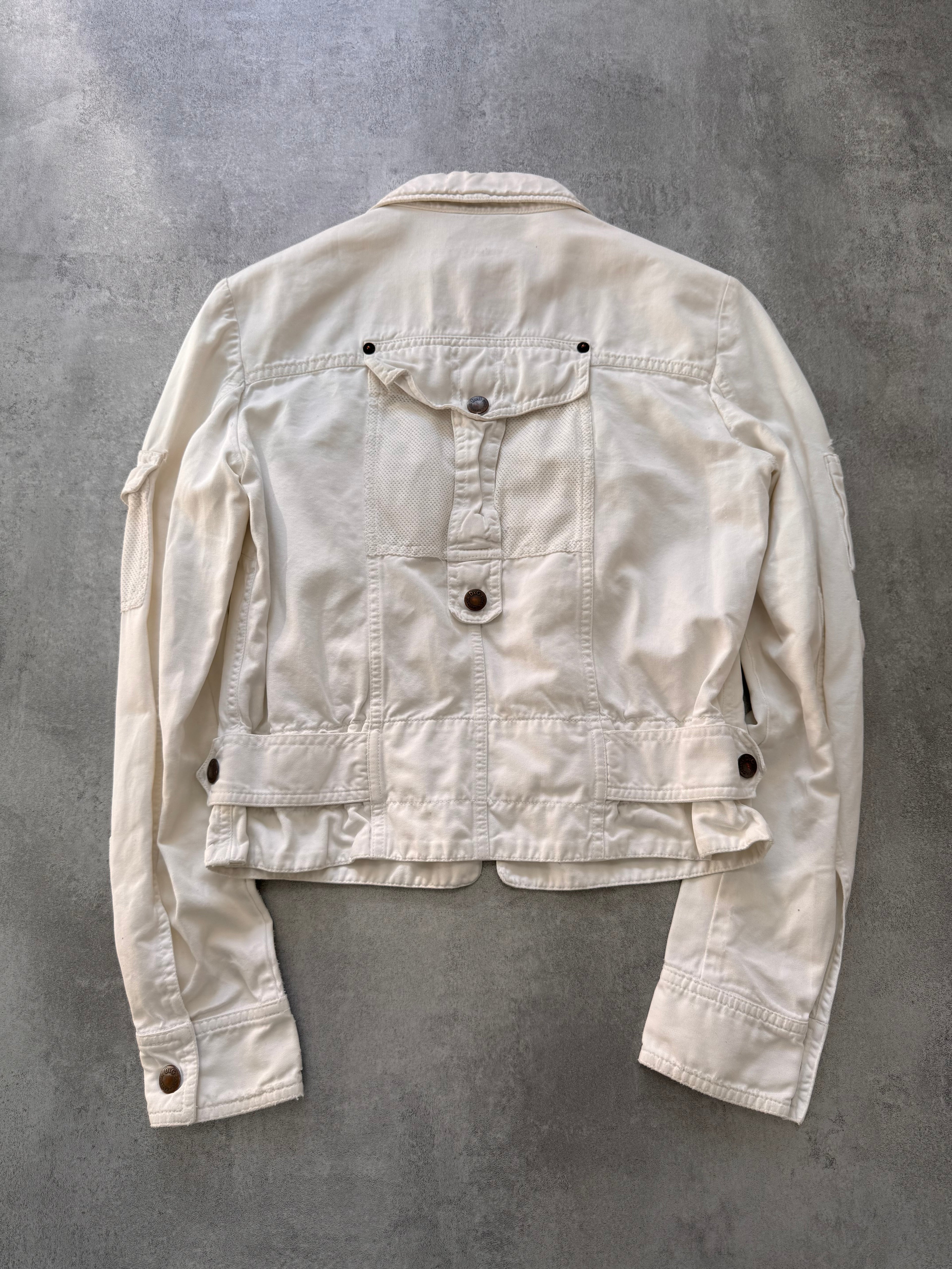 SS2003 Dolce & Gabbana Parachute Cargo Cropped White Jacket