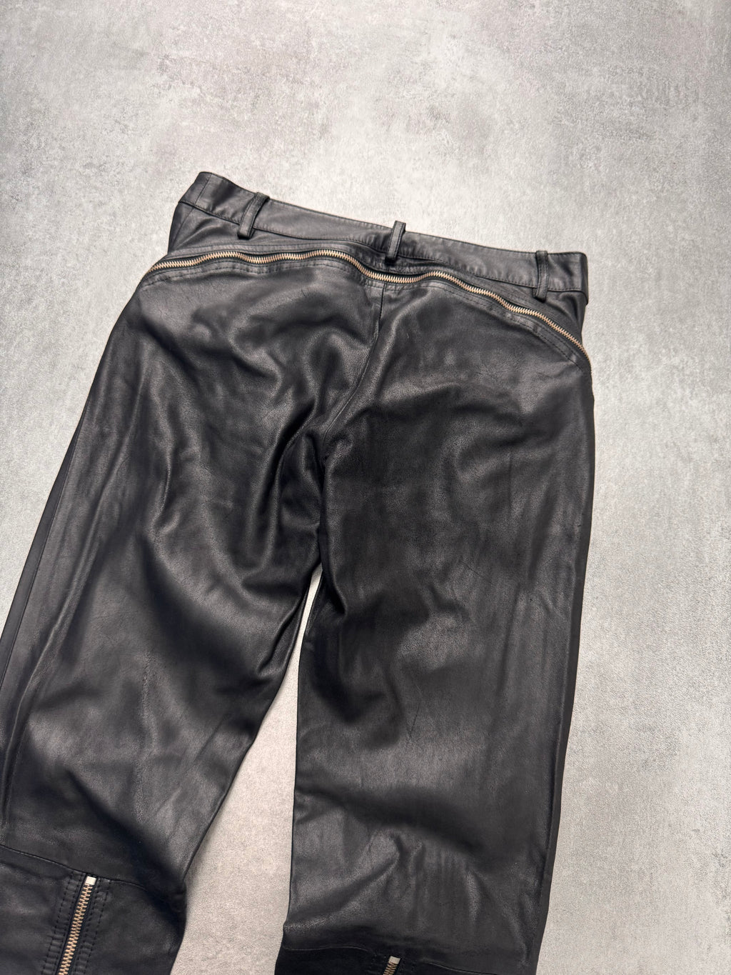 2000s Gianfranco Ferré Full Back Zip Leather Black Pants