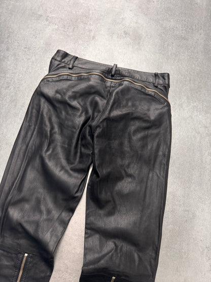 2000s Gianfranco Ferré Full Back Zip Leather Black Pants (XS)