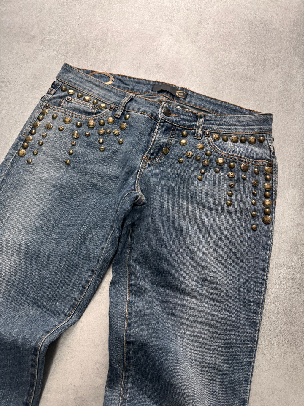 SS2008 Cavalli Studded Sun Faded Denim Jeans