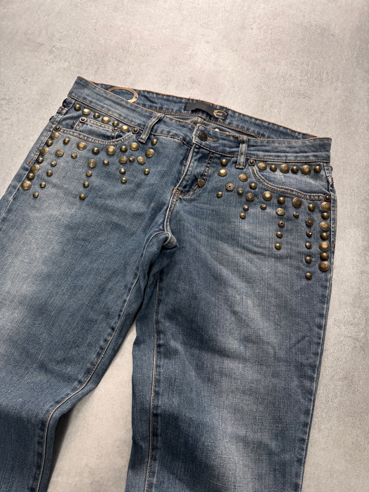 SS2008 Cavalli Studded Sun Faded Denim Jeans (M)