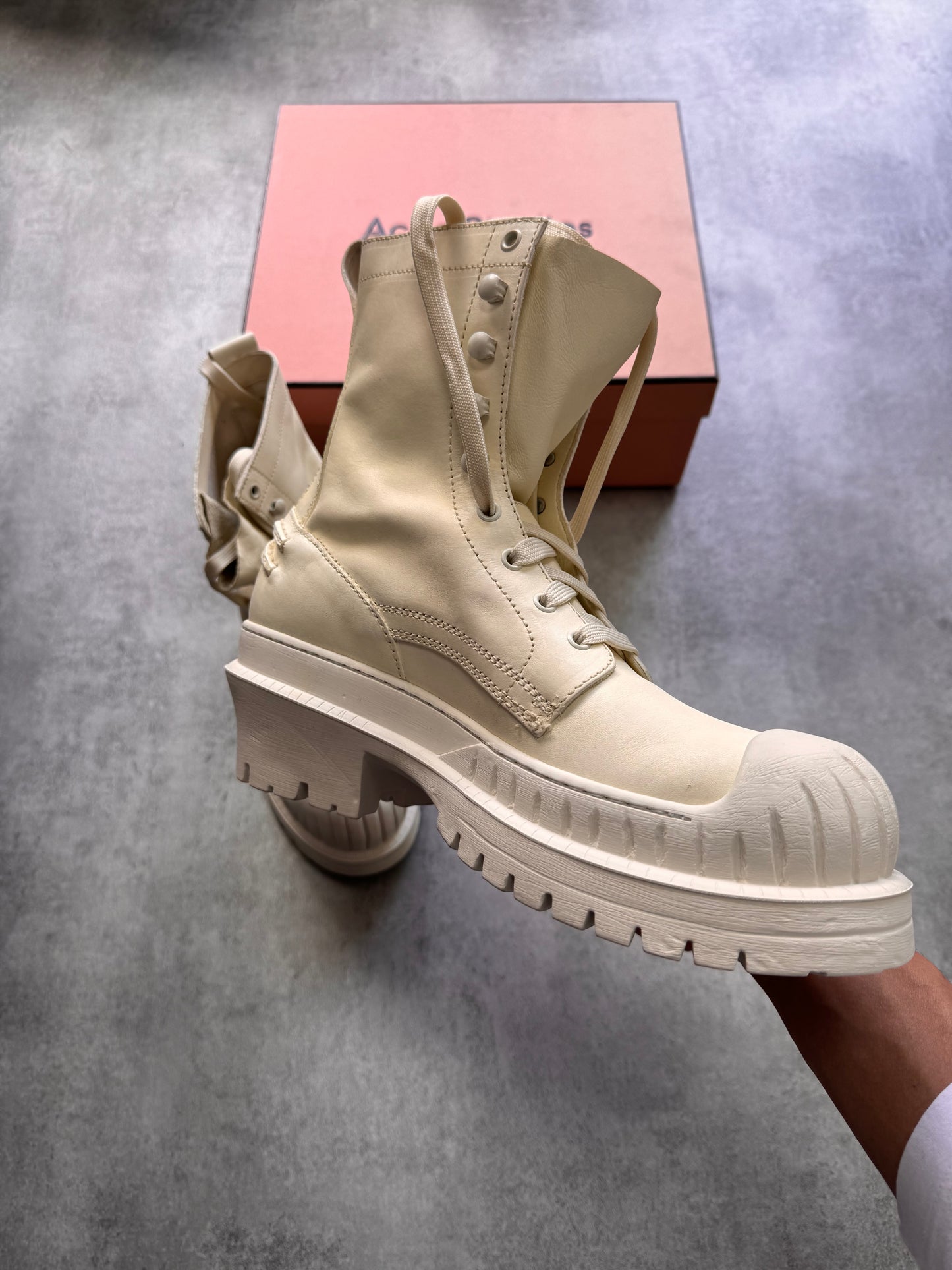 Acne Studios Trooper Cream Ankle Boots (45eu/us11)