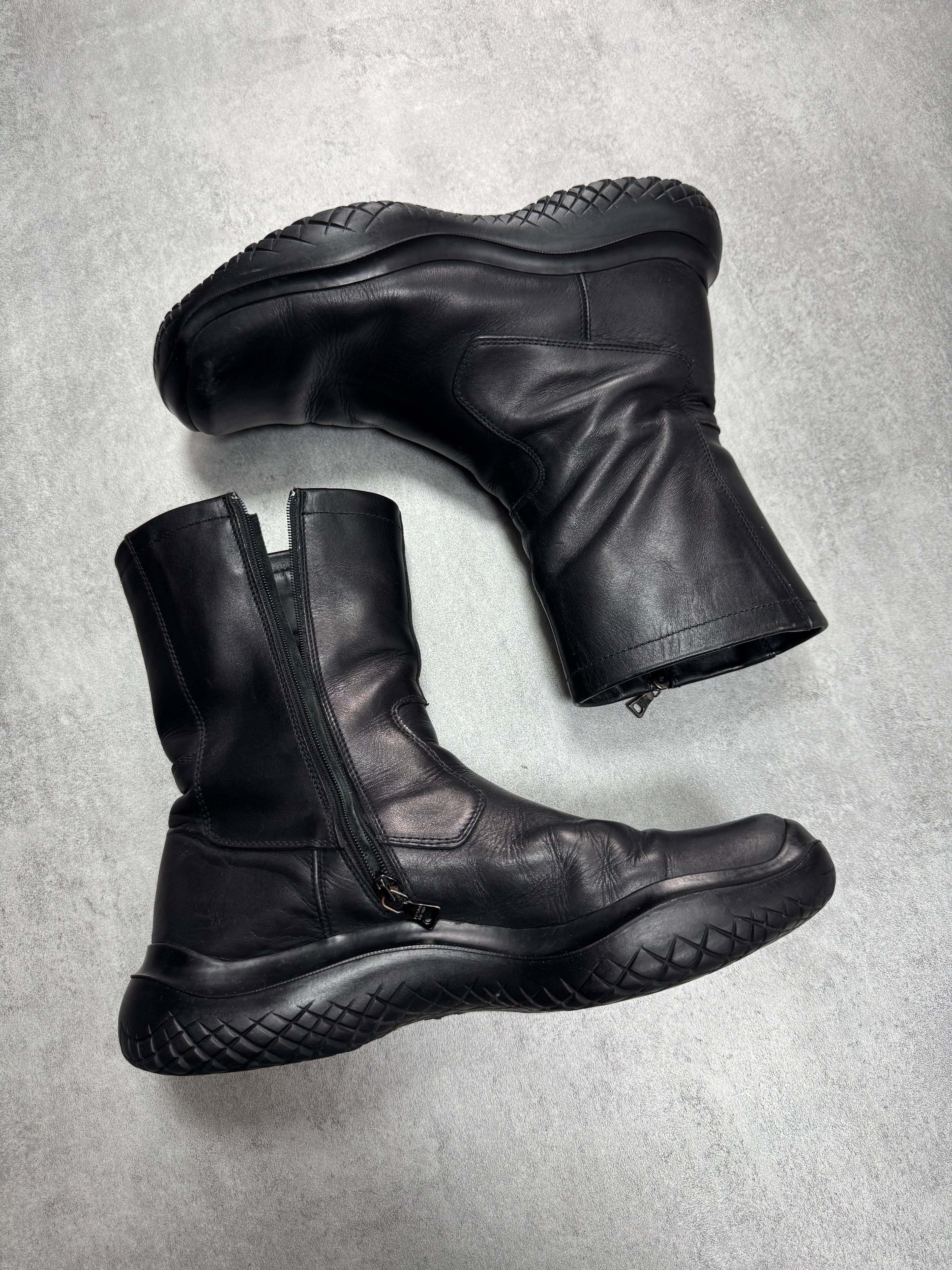 FW1999 Prada Ankle Vibram Black Leather Boots
