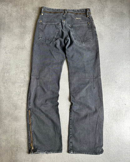 AW2003 Dolce & Gabbana Grey Bootcut Zipped Pants (M) - 3