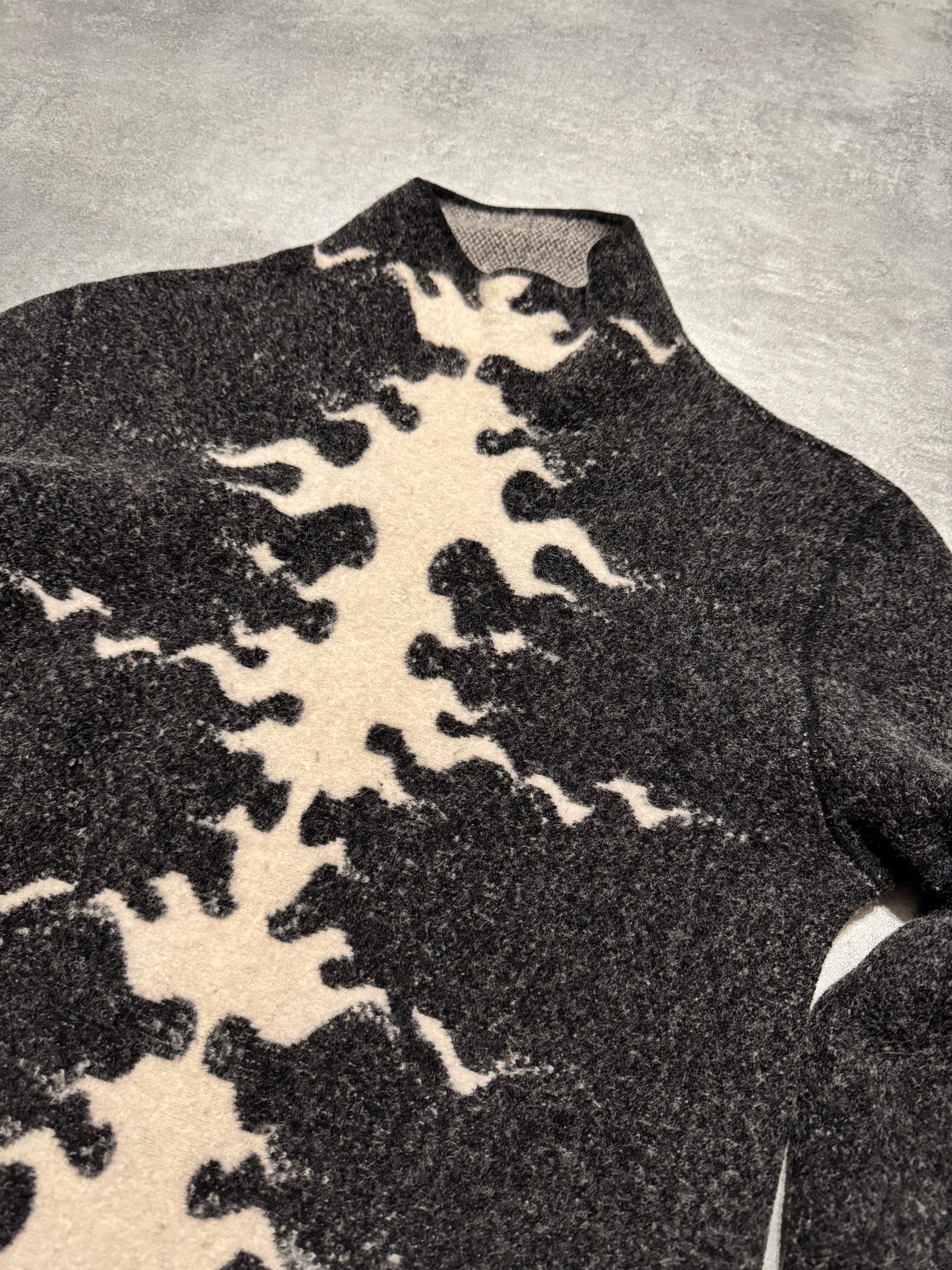 1990s Roberto Cavalli Black Fire High Neck Sweater