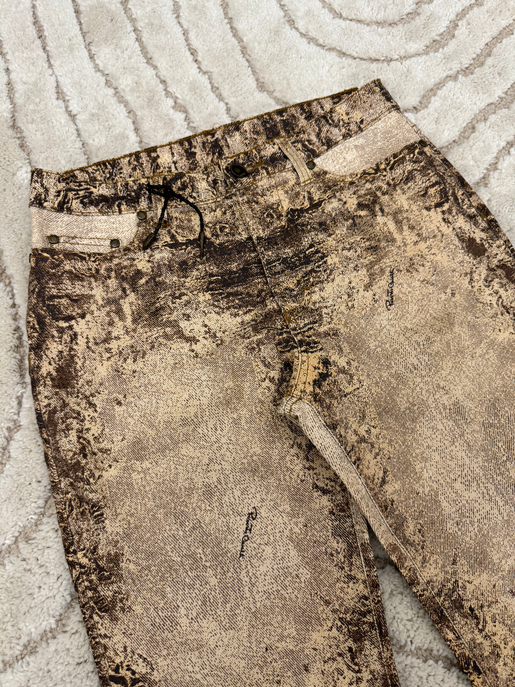 2000年代 ロベルトカヴァリ サンドエロージョンパンツ(S)