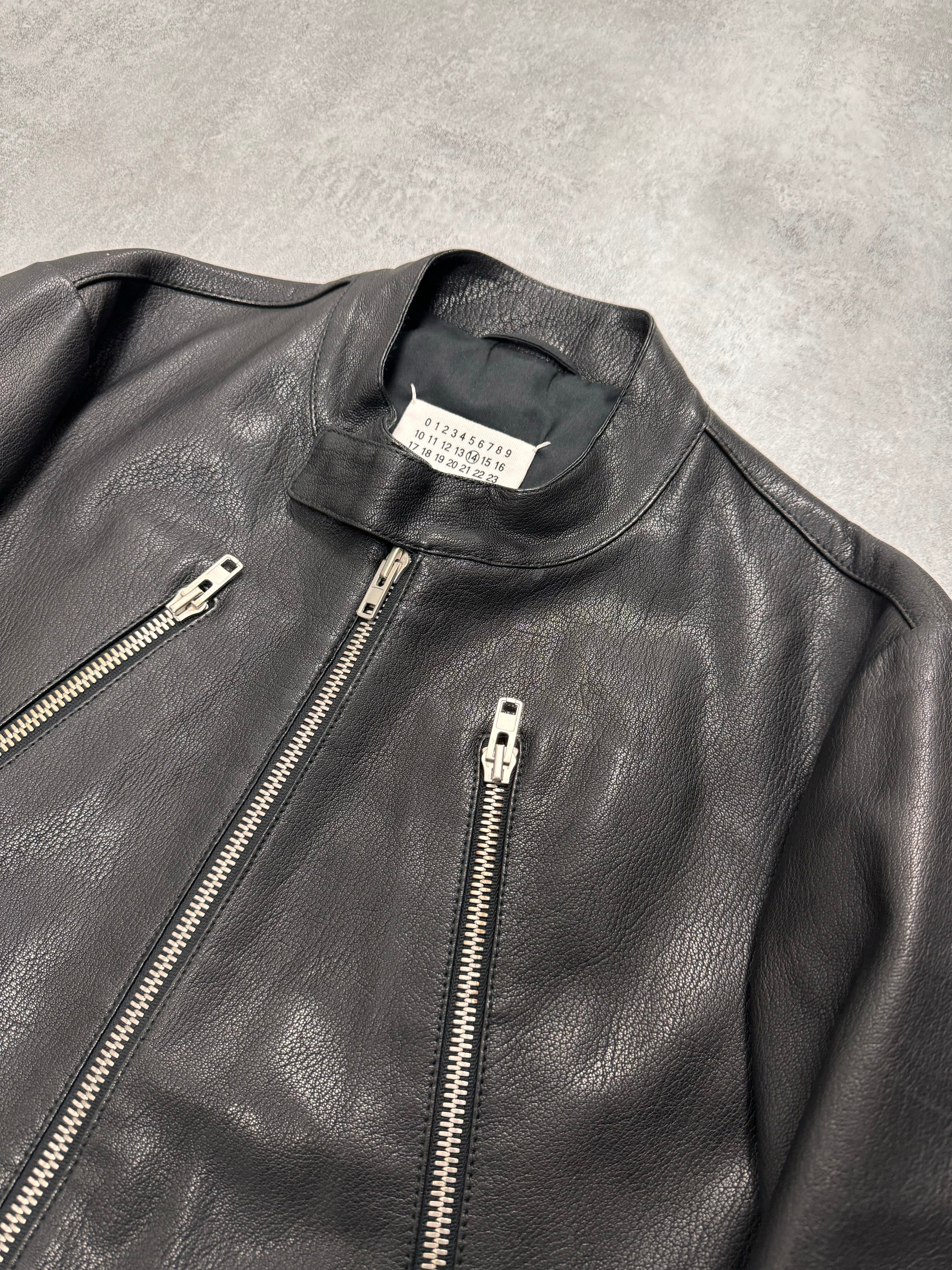 Maison Margiela 5-Zip Grain Leather Biker Jacket (M)
