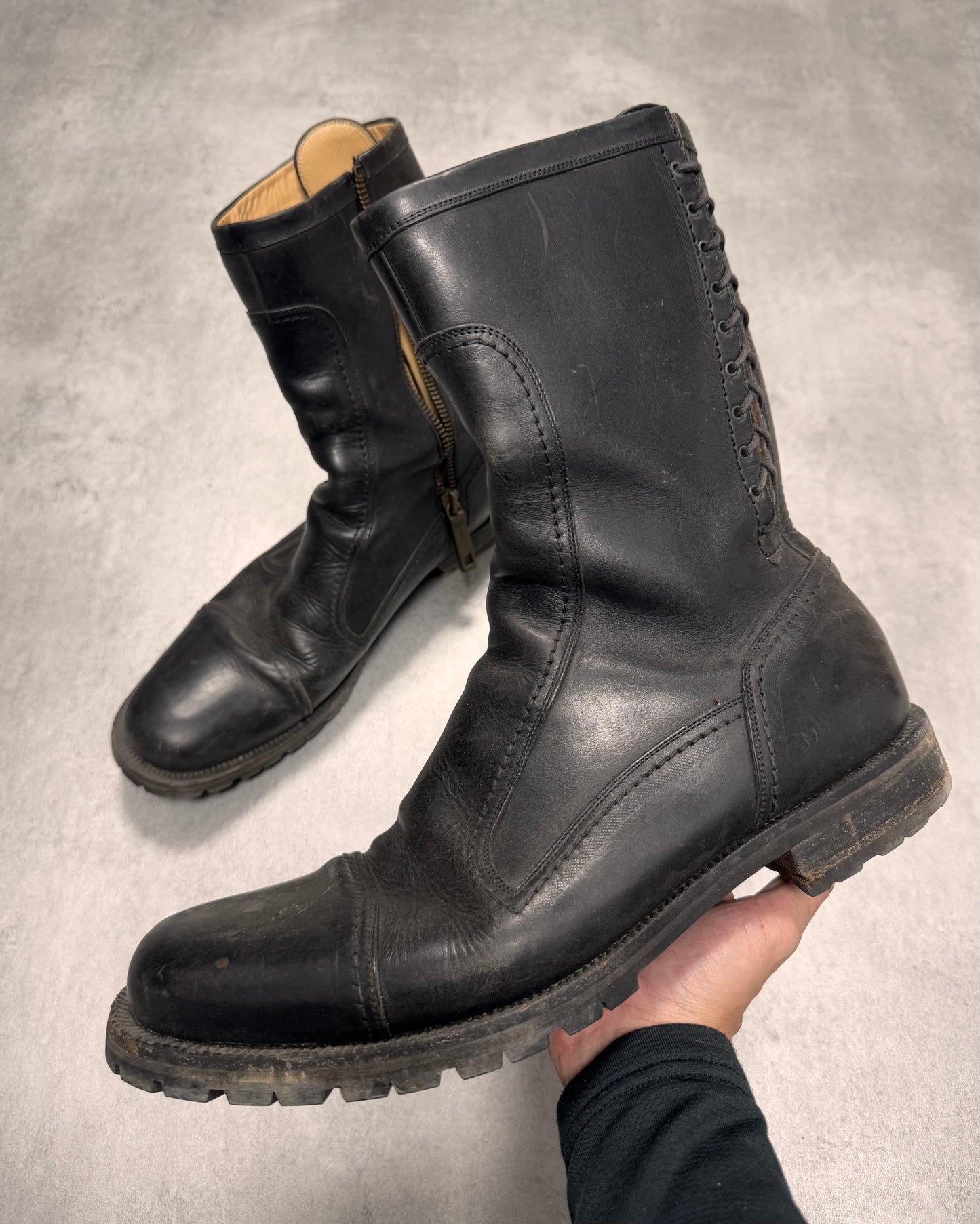 Dolce & Gabbana Black Leather High Boots (45eu/us11)