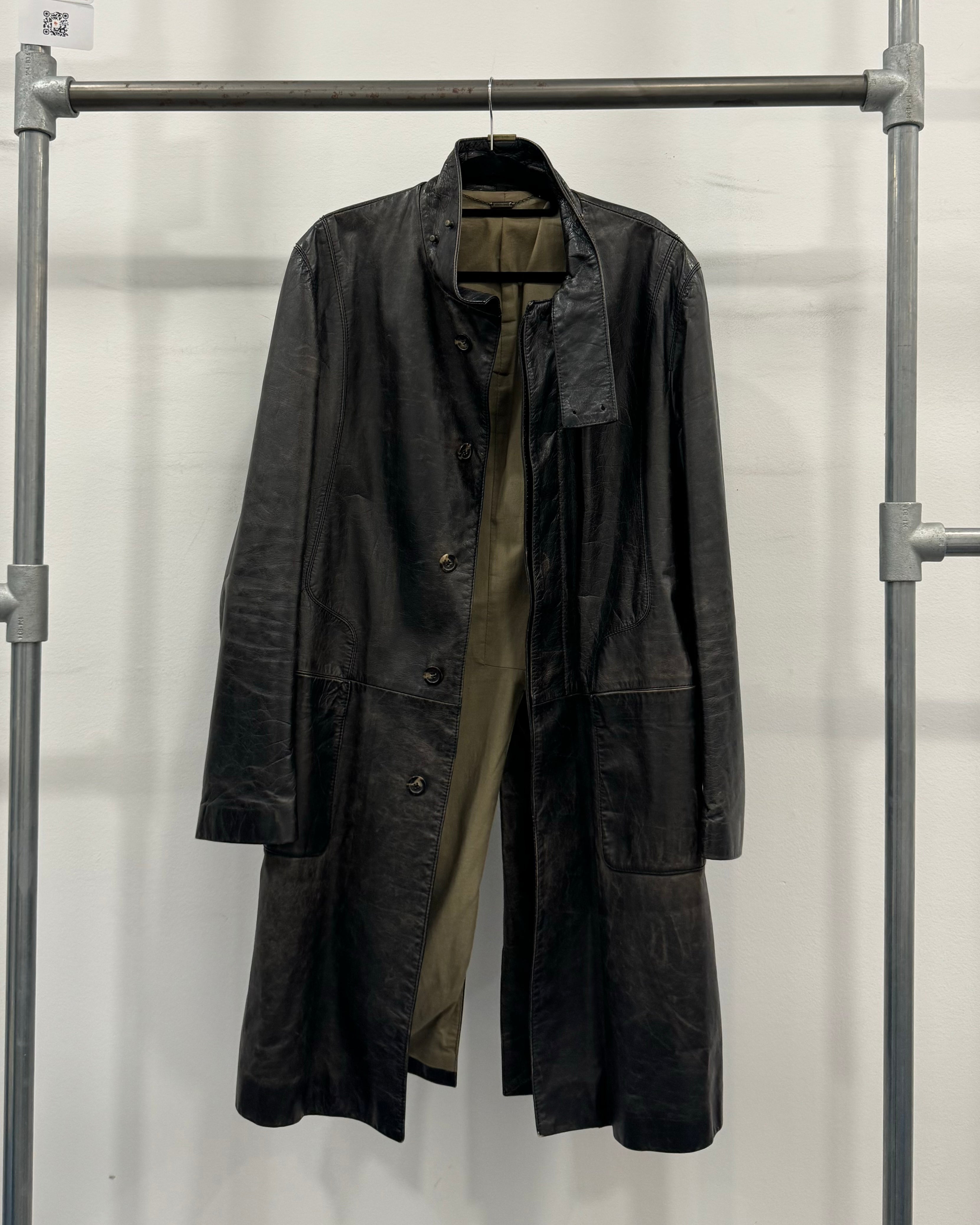 Pantalon Roberto Cavalli Cuir Marron érodé, Vintage, Femme Taille M, Made In Italy