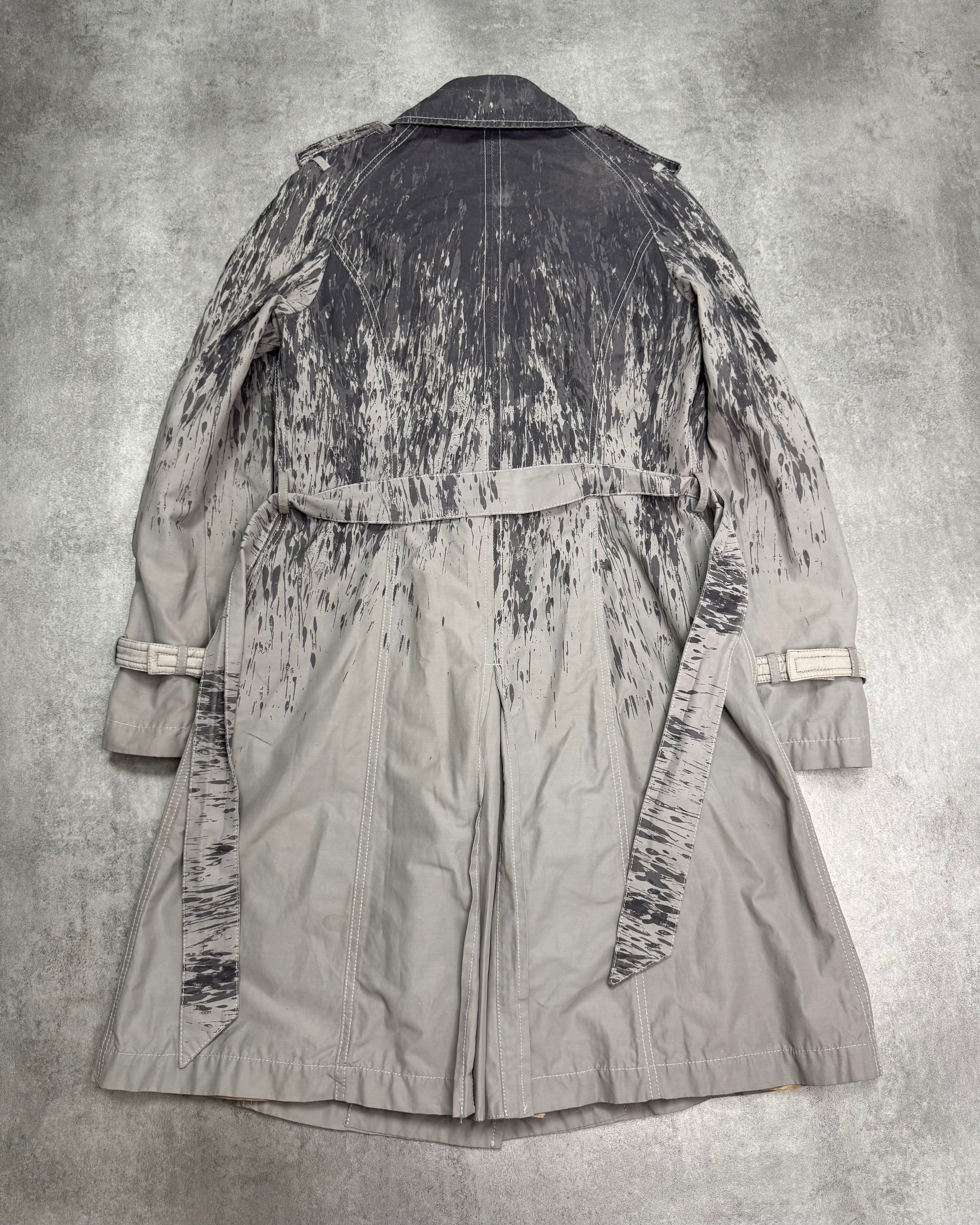 2000年代 モスキーノ グレー ペイント レイン トレンチ コート (XS)