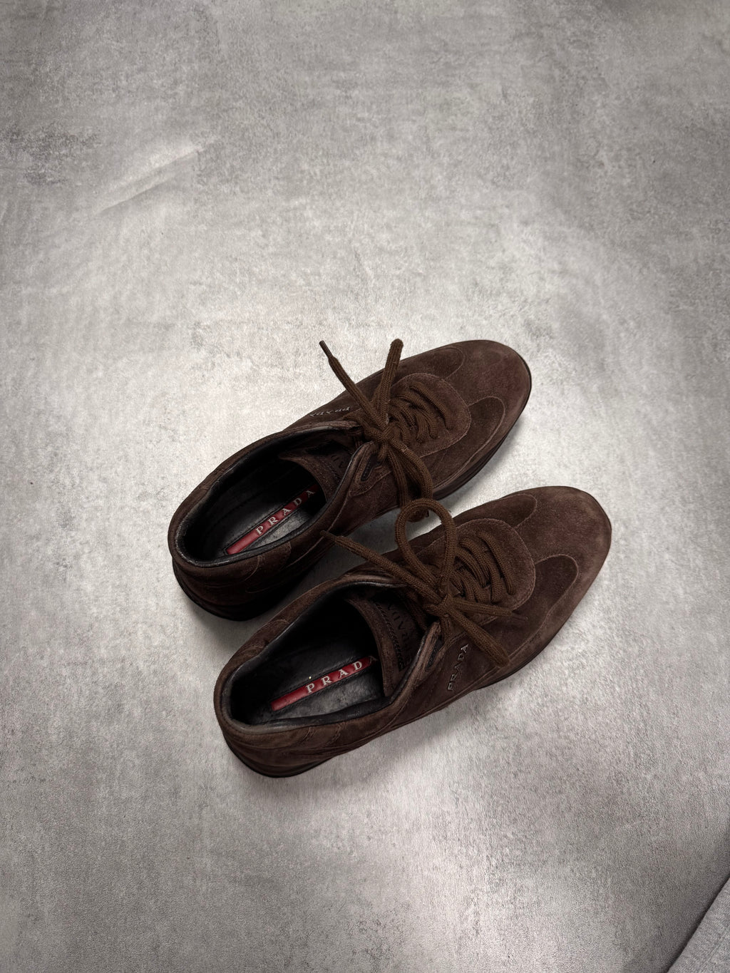 2000s Prada Brown Suede Low Sneakers