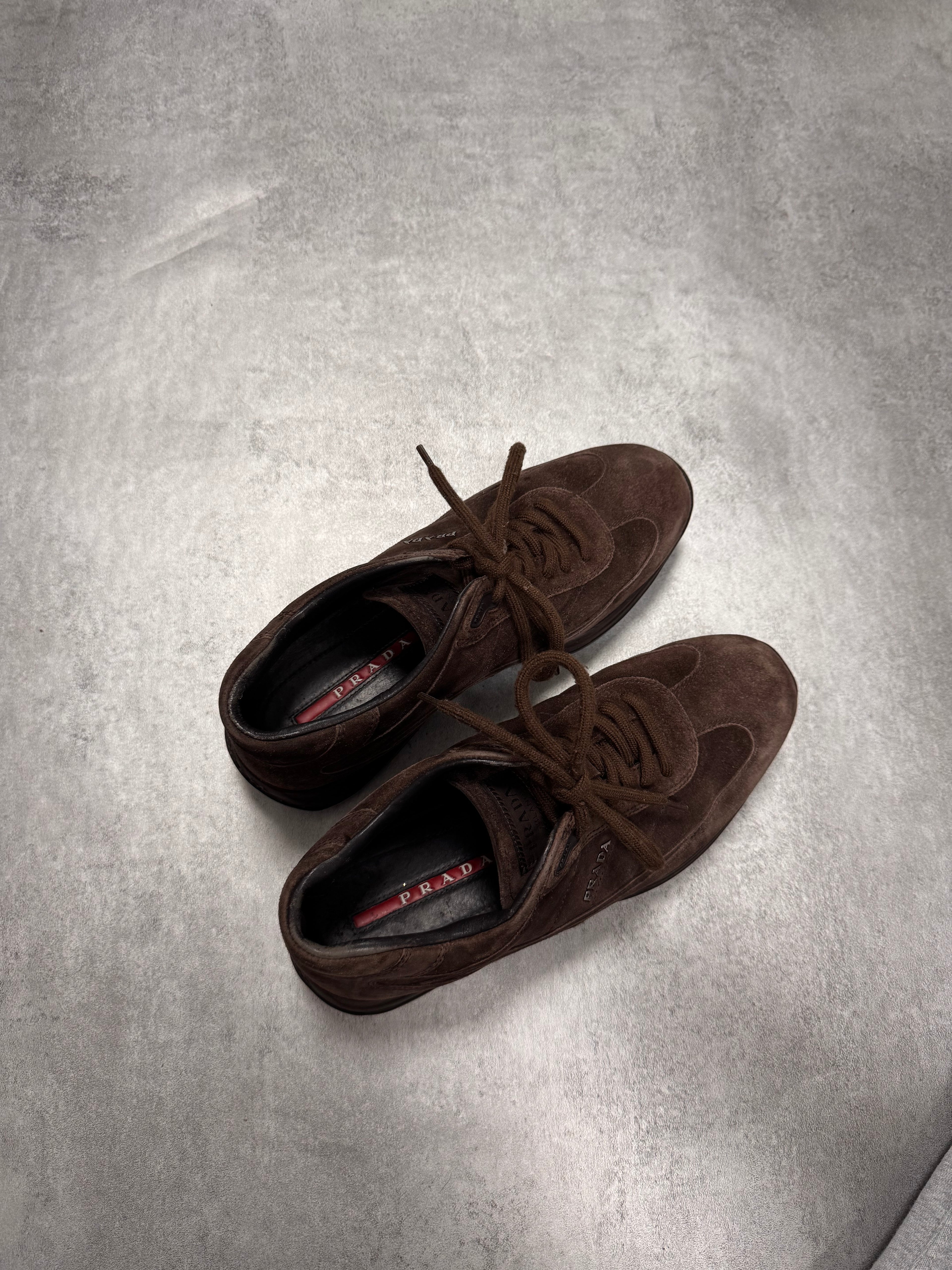 2000s Prada Brown Suede Low Sneakers