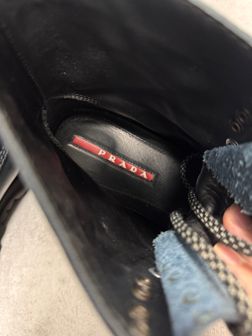 2000s Prada Hiking Navy Leather Boots