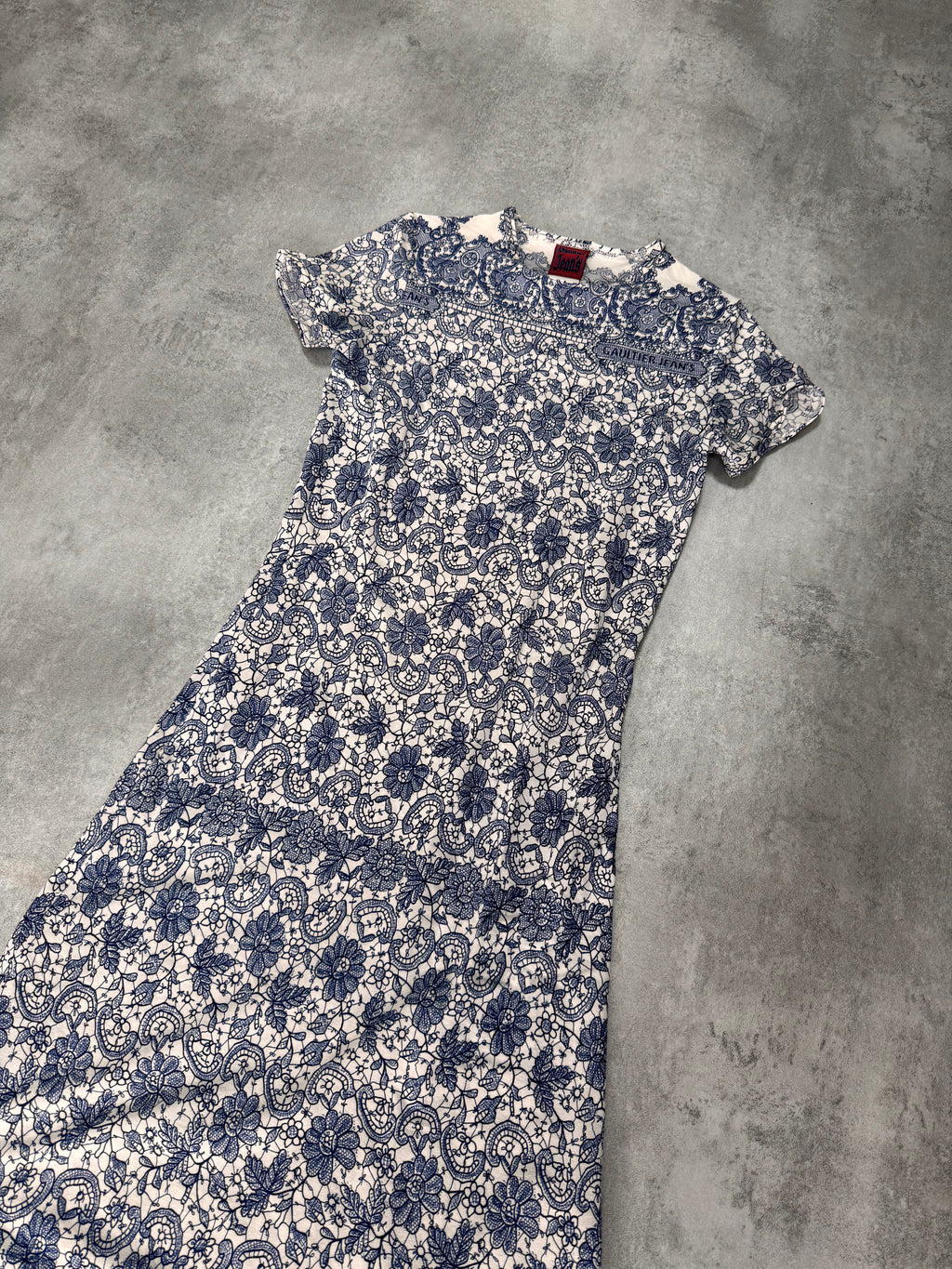 1999 ジャン ポール ゴルチエ ブルー モザイク ロング ドレス (XS)