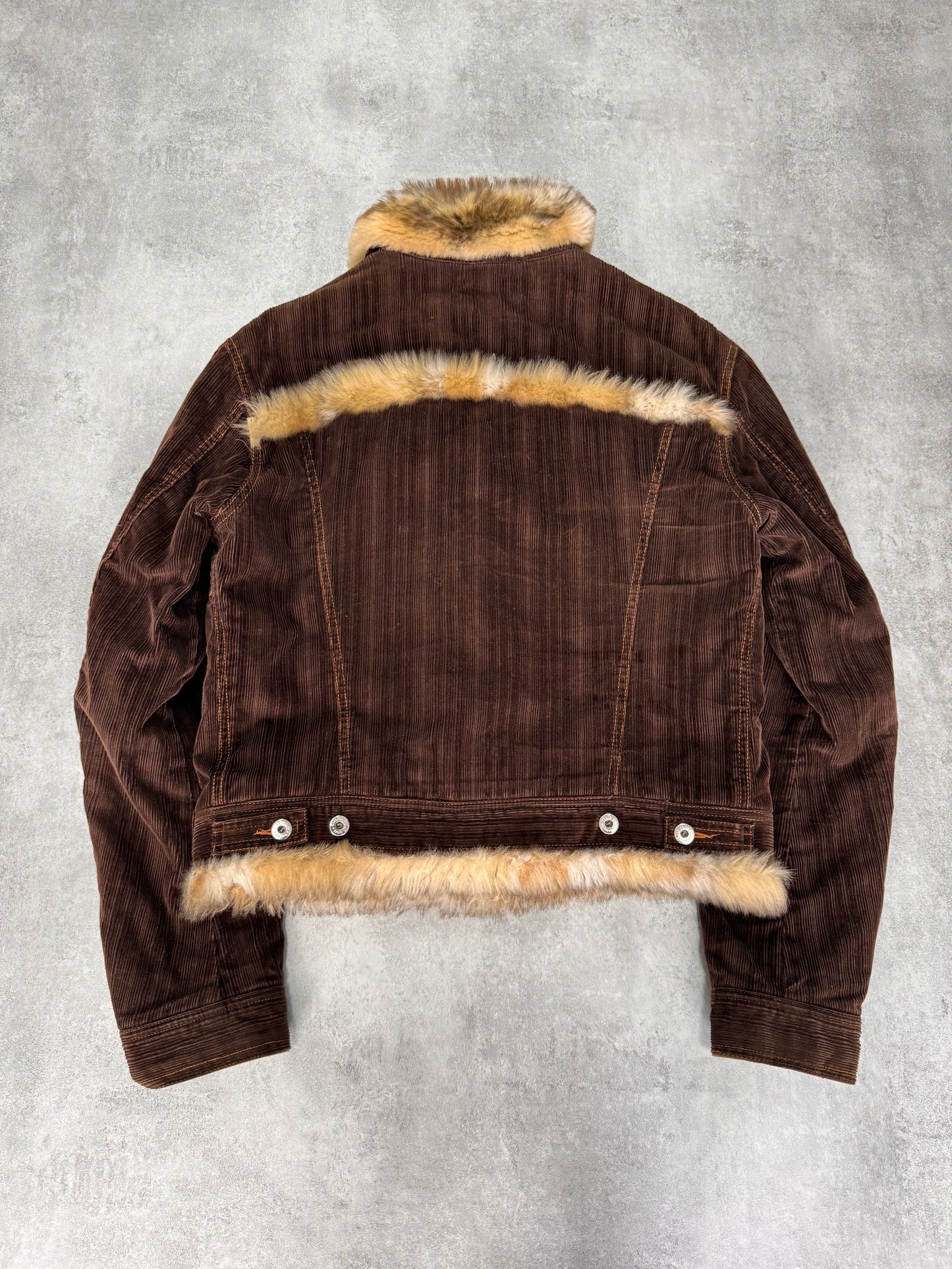 2000s Dolce & Gabbana Fur Striped Corduroy Jacket (L)