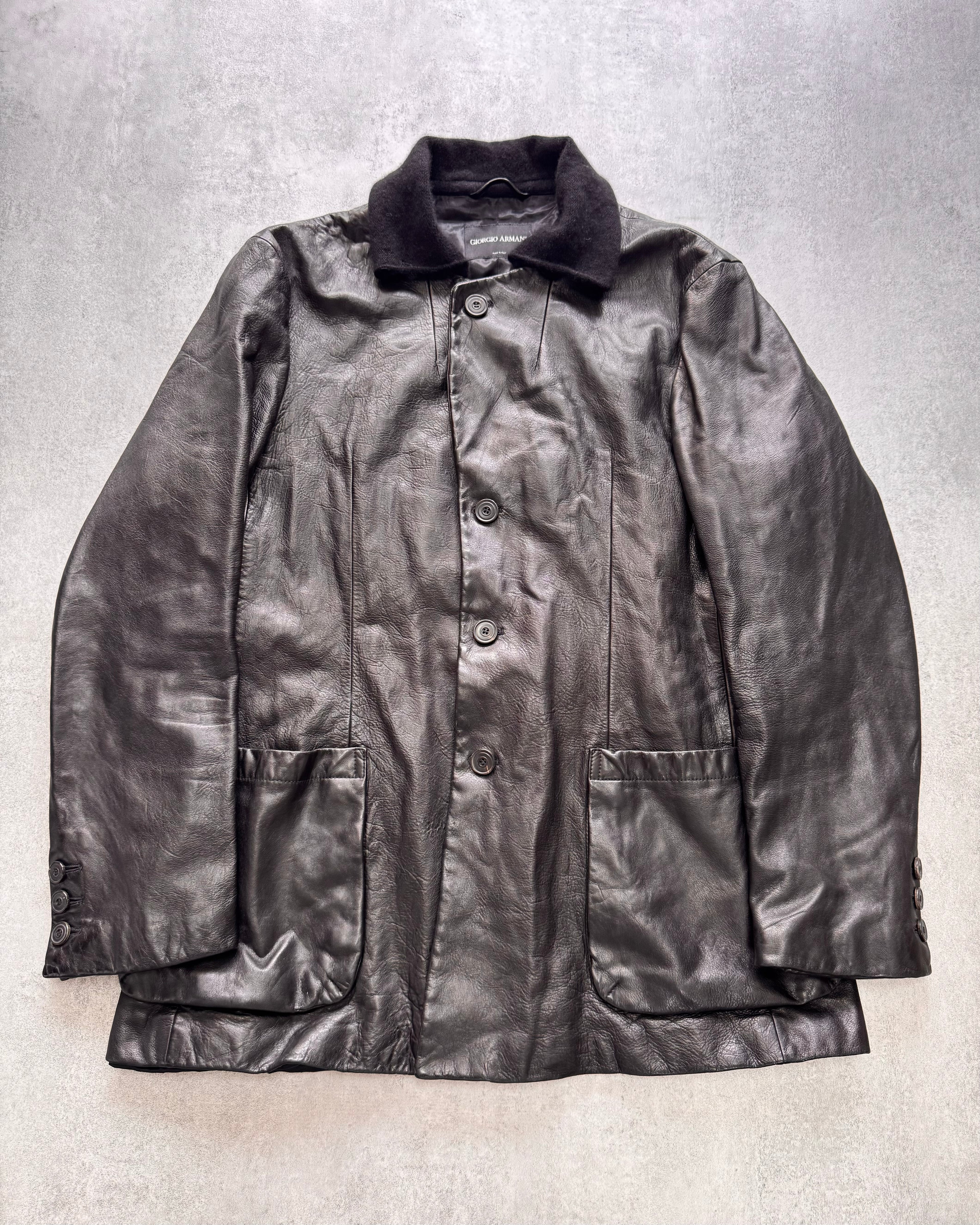 1990s Giorgio Armani Pure Black Leather Jacket
