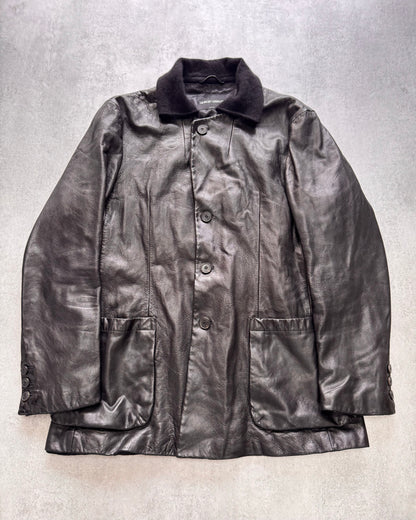 1990s Giorgio Armani Pure Black Leather Jacket (L)