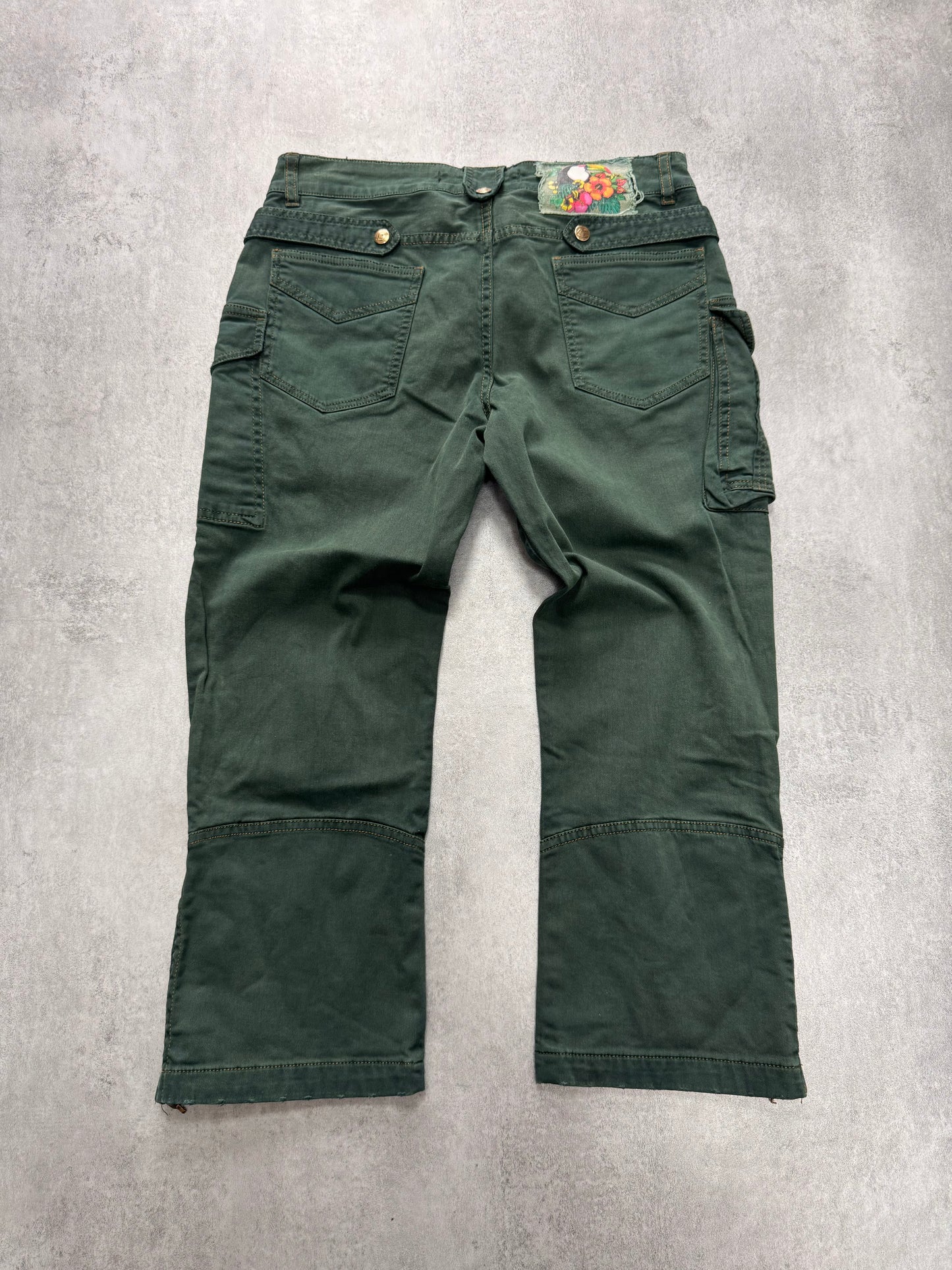 SS2006 Cavalli Green Cargo Cropped Pants (XS)