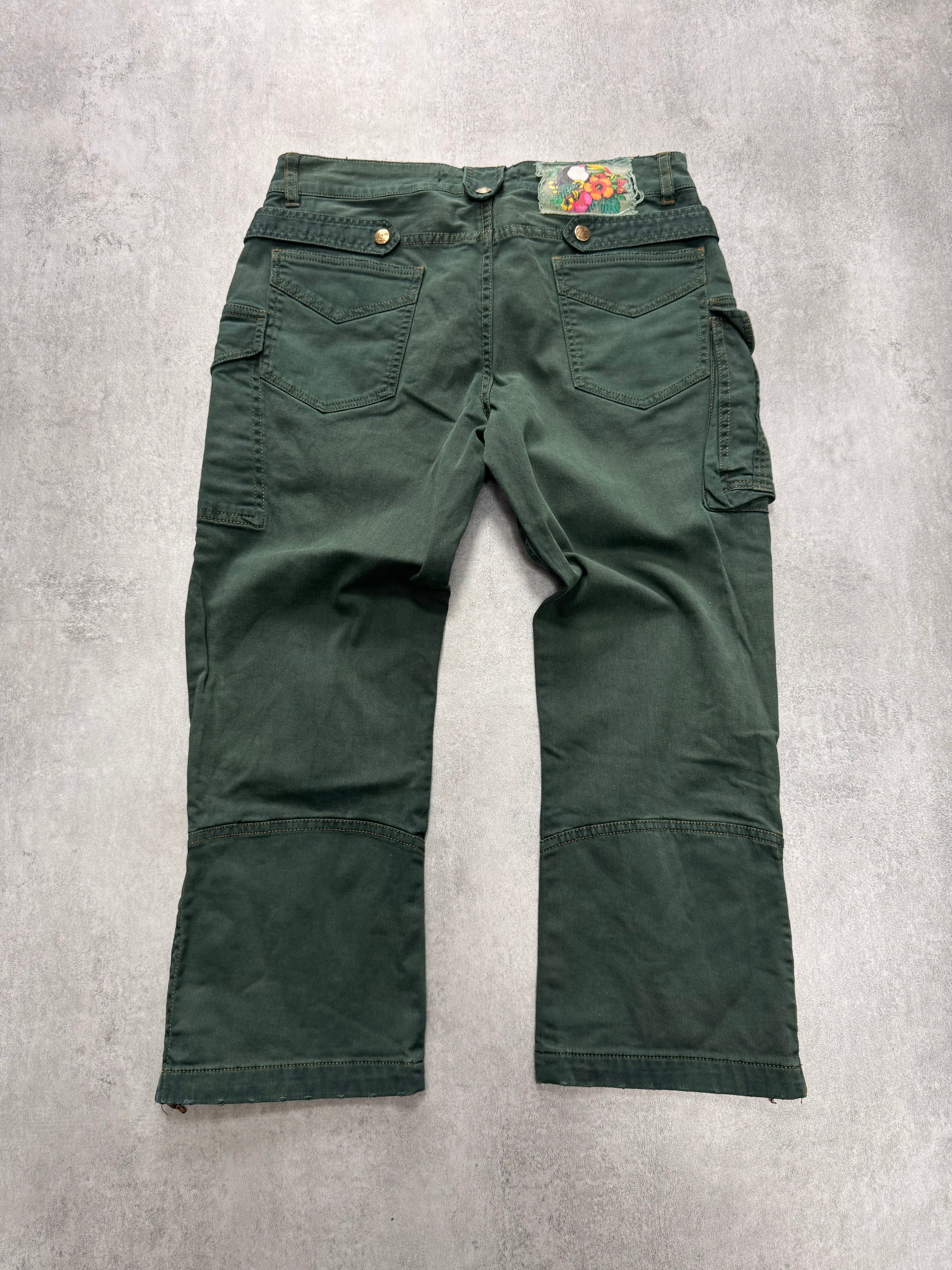 SS2006 Cavalli Green Cargo Cropped Pants